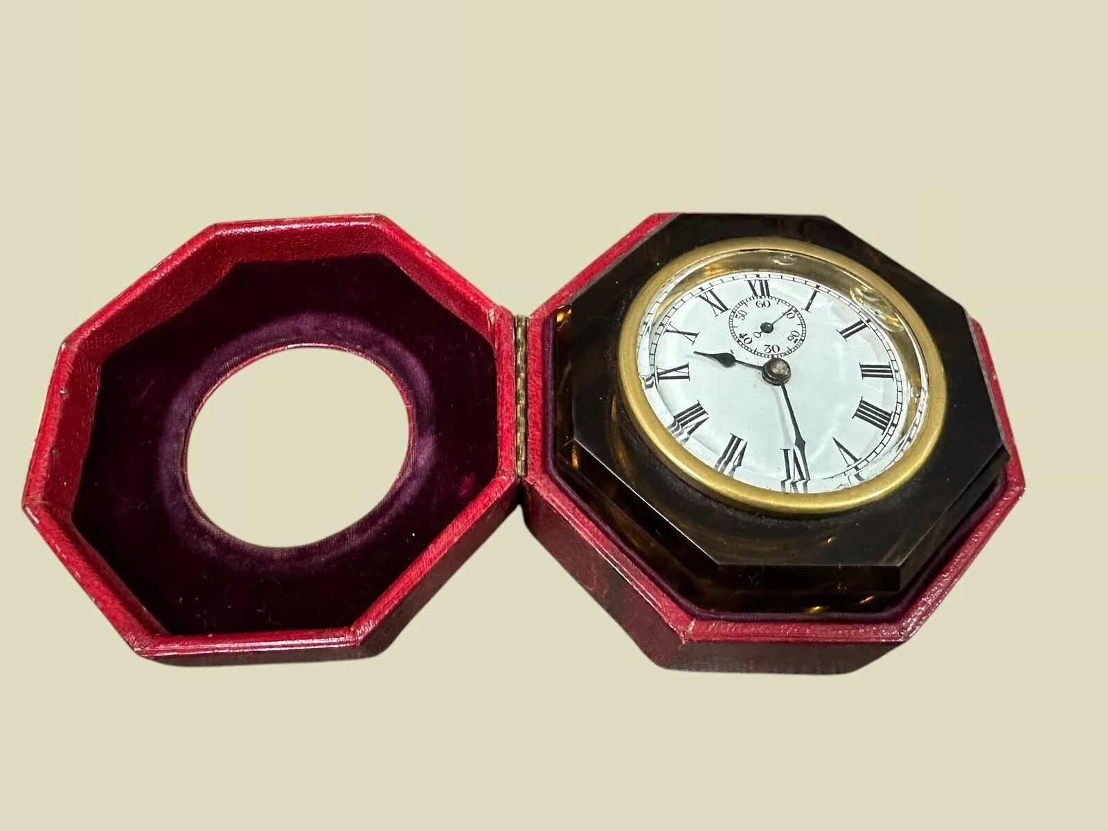 E.N. Welch 19th Century Victorian Art Glass Jewel Clock Paperweight With Case