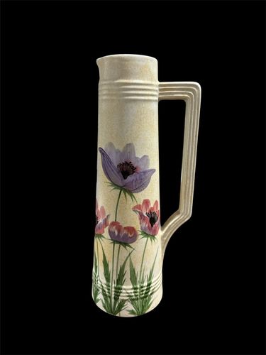 C1930’s E Radford England Art Deco Hand Painted Countryside 11” Tall Jug Vase