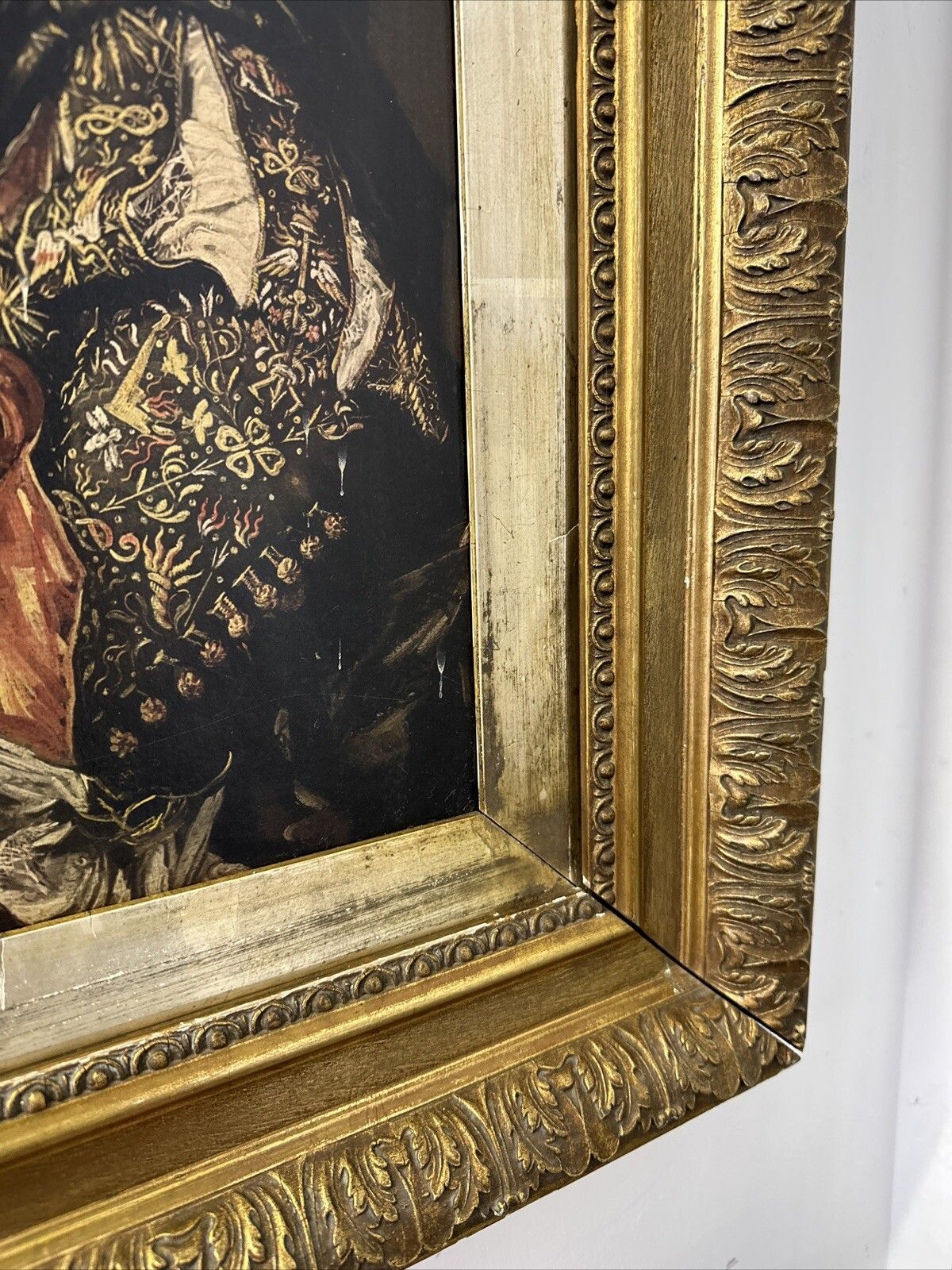 Vintage Antique Oleograph Laughing Cavalier Mounted In Gilt Wooden Frame photo for sale