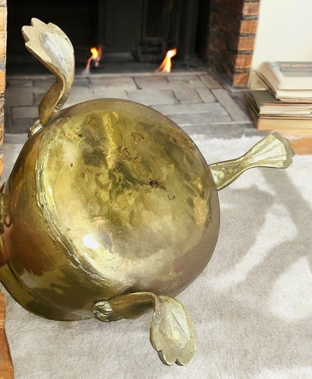 Antique Brass Claw Footed Kindling Bucket Or Planter Lion Handles photo Home Decor