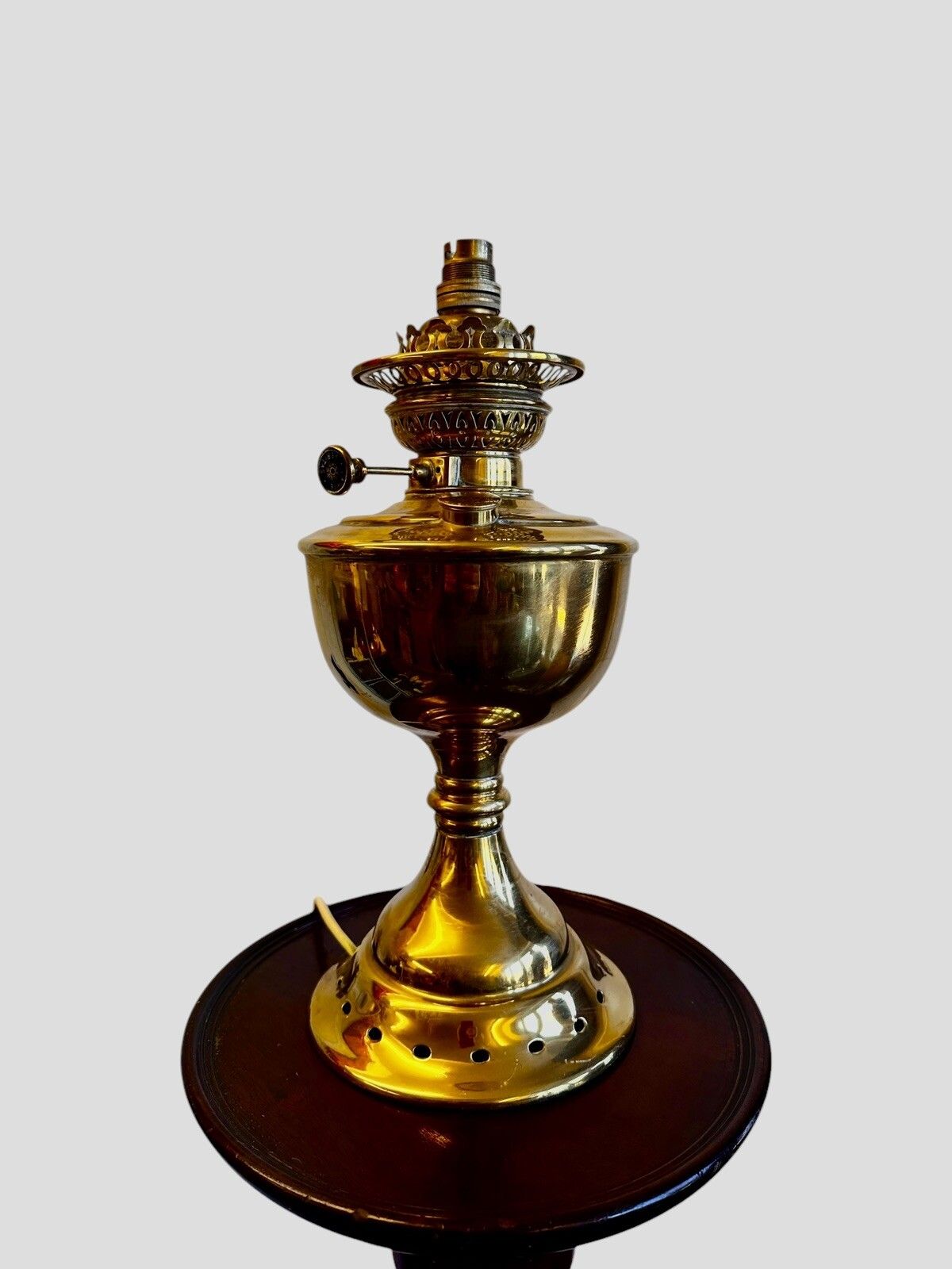 Table Lamp Antique Veritas Brass Oil Lamp British Lamp Converted To Electric photo furniture