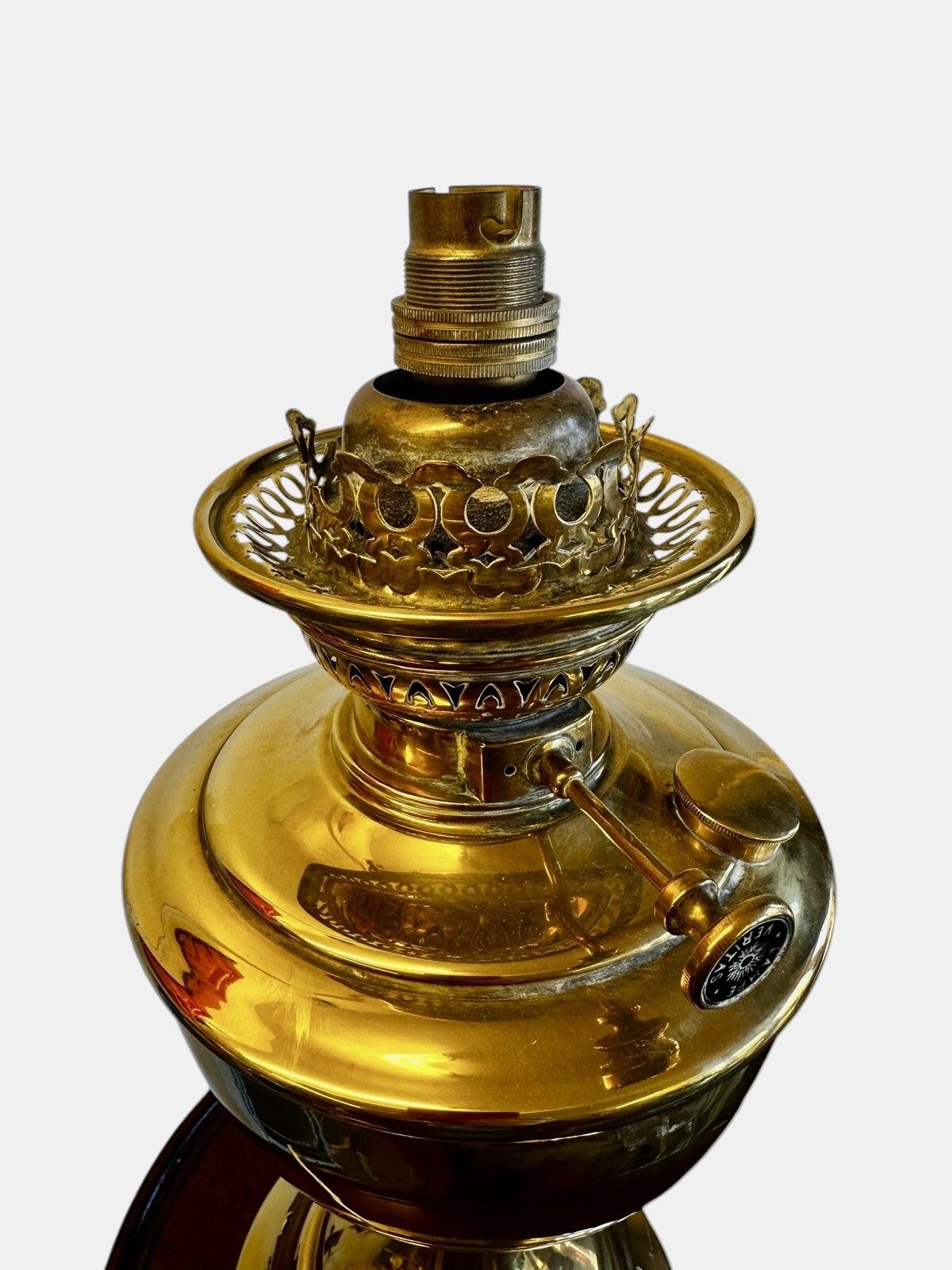 Table Lamp Antique Veritas Brass Oil Lamp British Lamp Converted To Electric photo Lighting