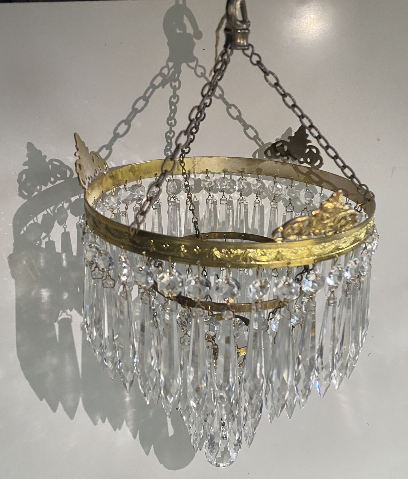 Gorgeous Pair Of Antique Icicle Drop Chandeliers photo Lighting