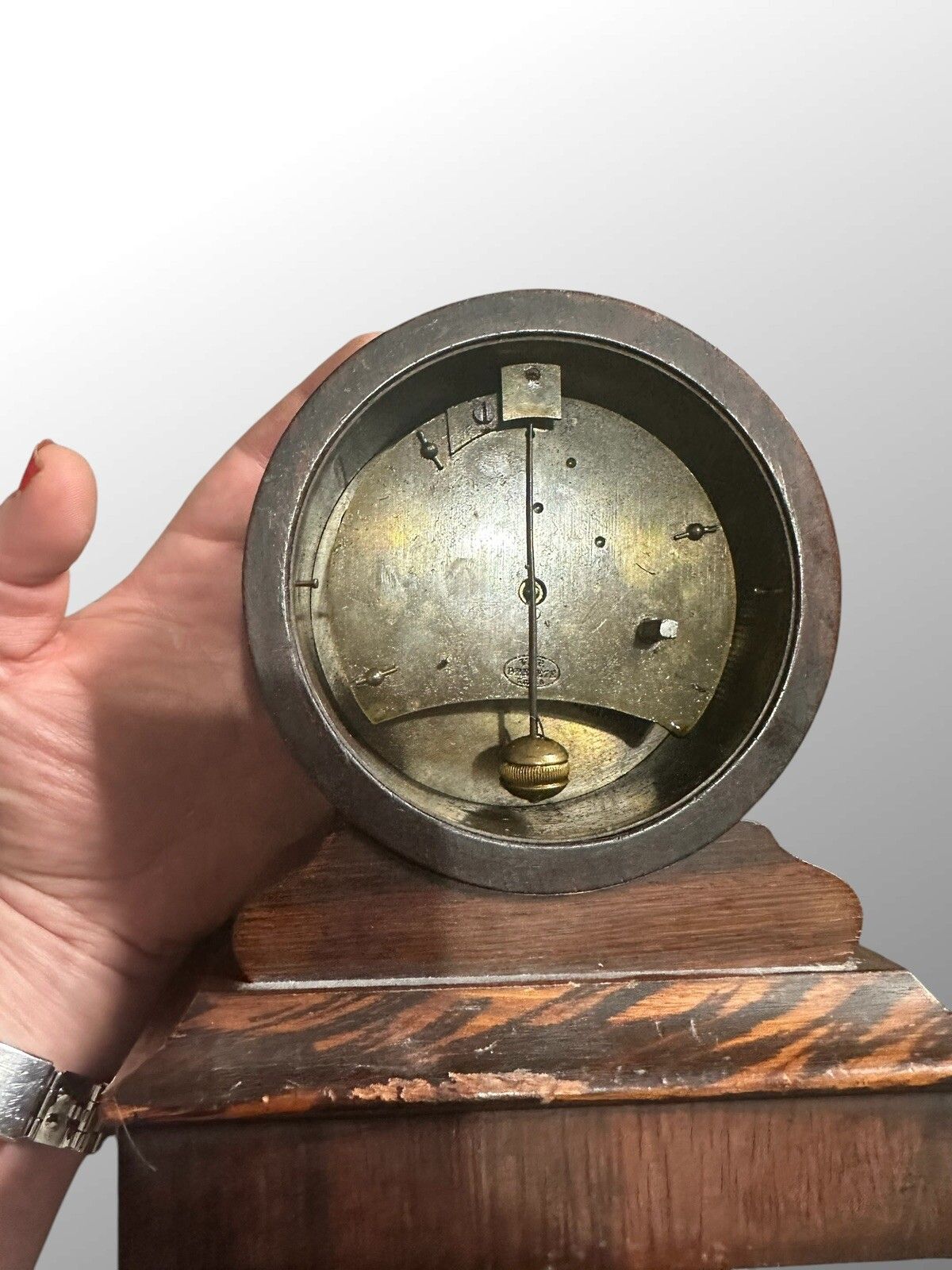 Miniature 19th Century French Simulated Rosewood Mantel Timepiece Beautiful photo vintage