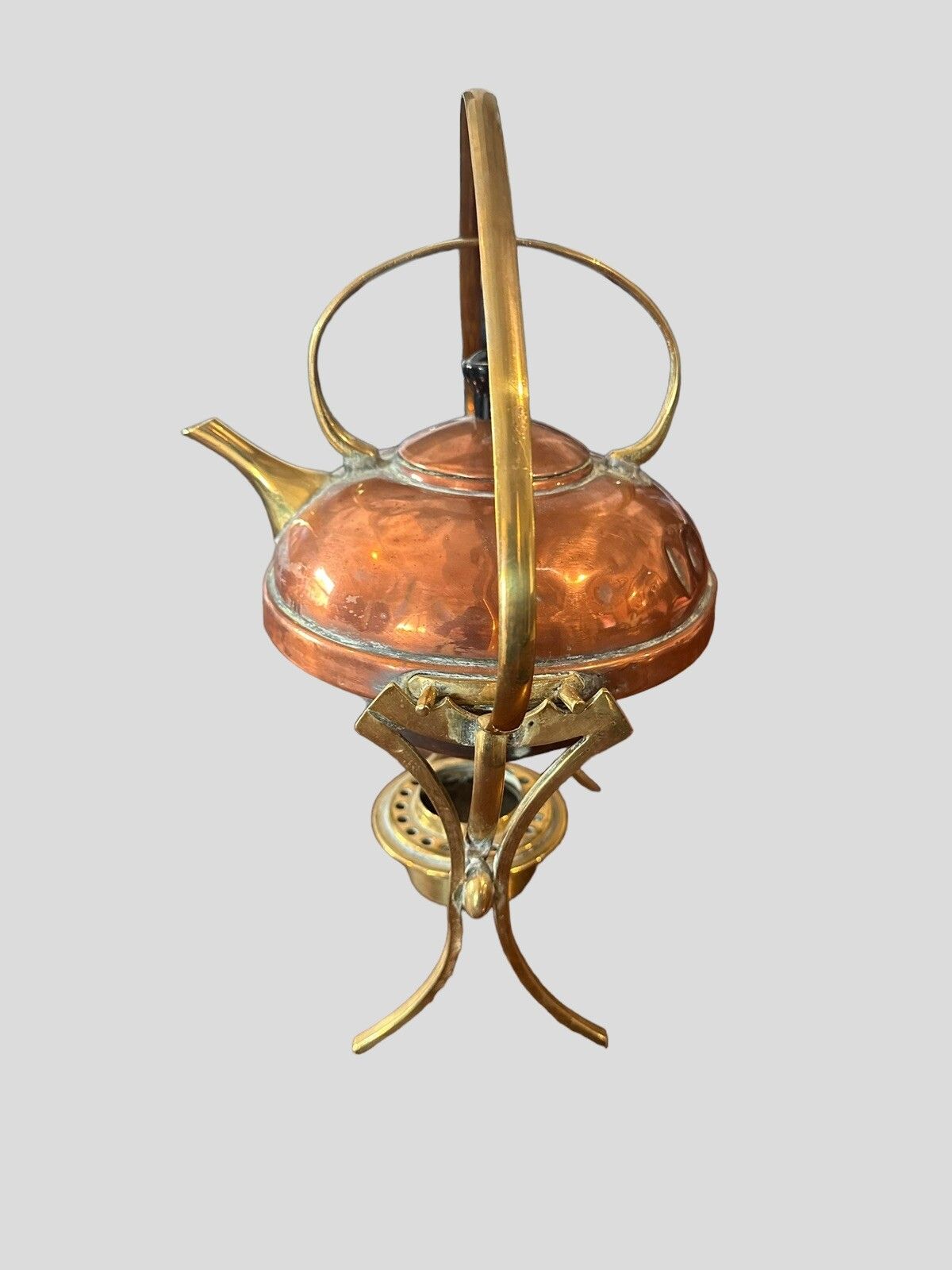 Antique Brass Spirit Kettle On Stand And With Burner.By W.Soutter &Son C1900s.