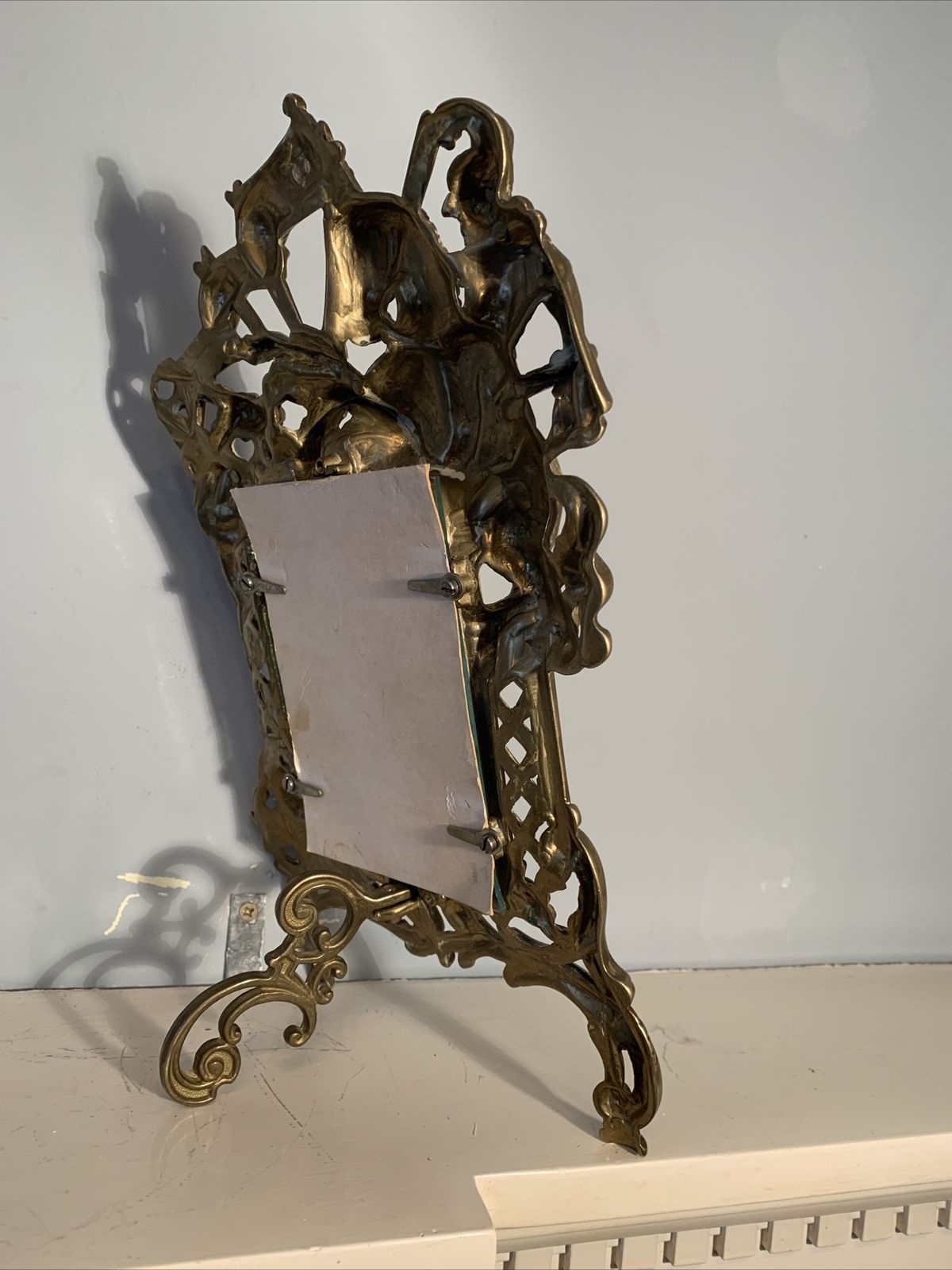 Victorian Brass Photo Frame Brass Horse Theme  With Glass 32cm By 20cm photo buy