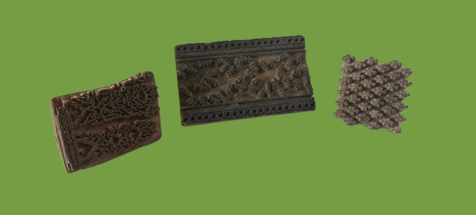 Very Collectable Antique Hand Carved Floral Leaf Printing Blocks For Wallpaper photo furniture