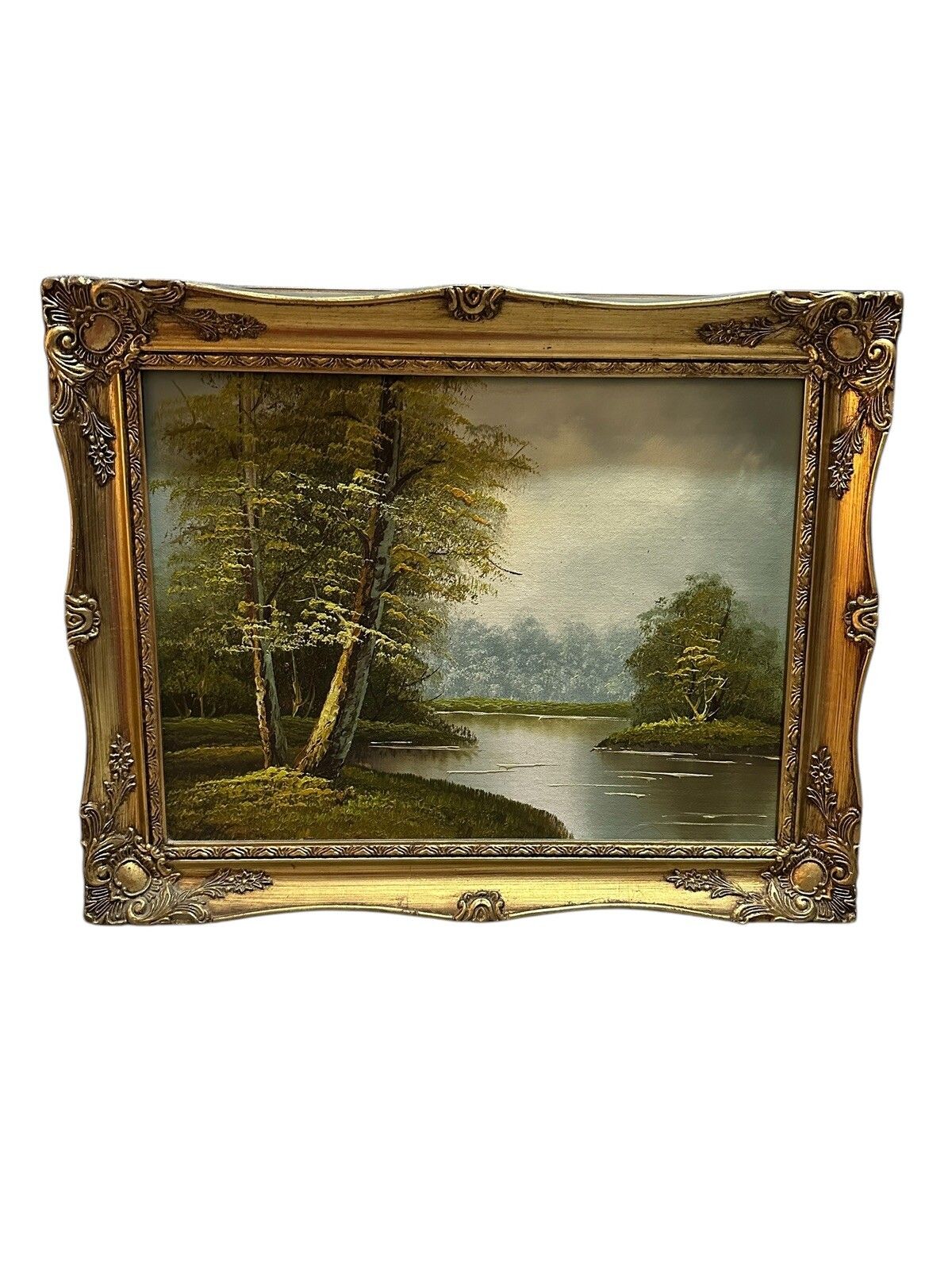 Mid Century Signed Oil Painting Landscape River Scene 50cm By 40cm photo for sale