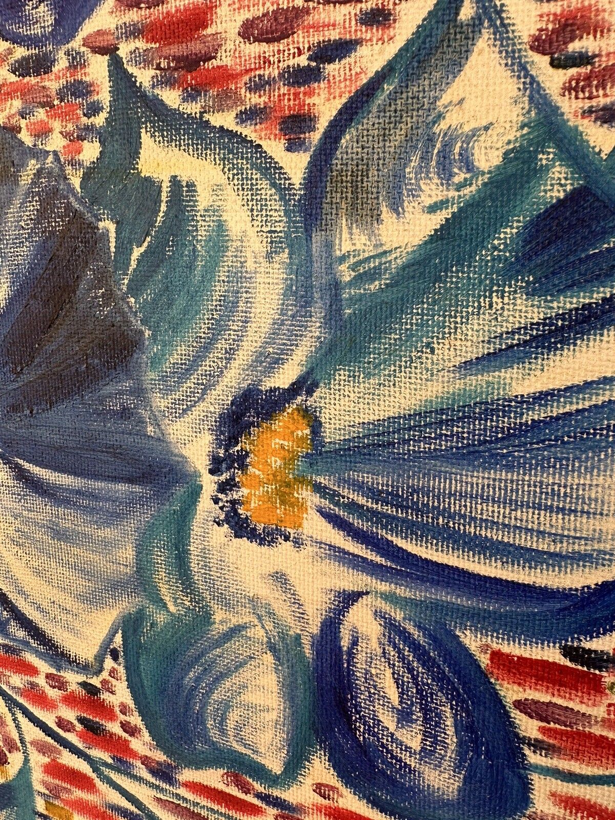 Mid Century 1970’s Painting “ Flowers On The Wall” Signed By Artist photo Art