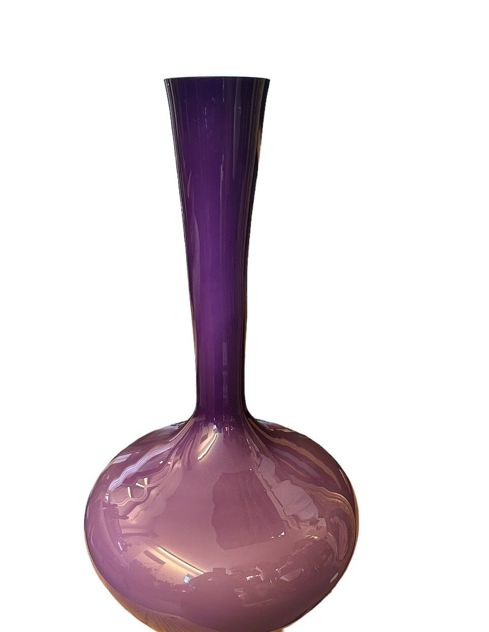 Large Vintage Mid Century Scandinavian Art Glass Purple Vase photo for sale
