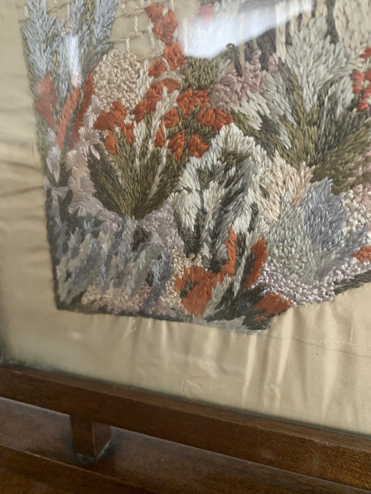 Art Deco Silk Embroidered  Small Fire Screen Scene Of The Cotswold Stroud photo furniture