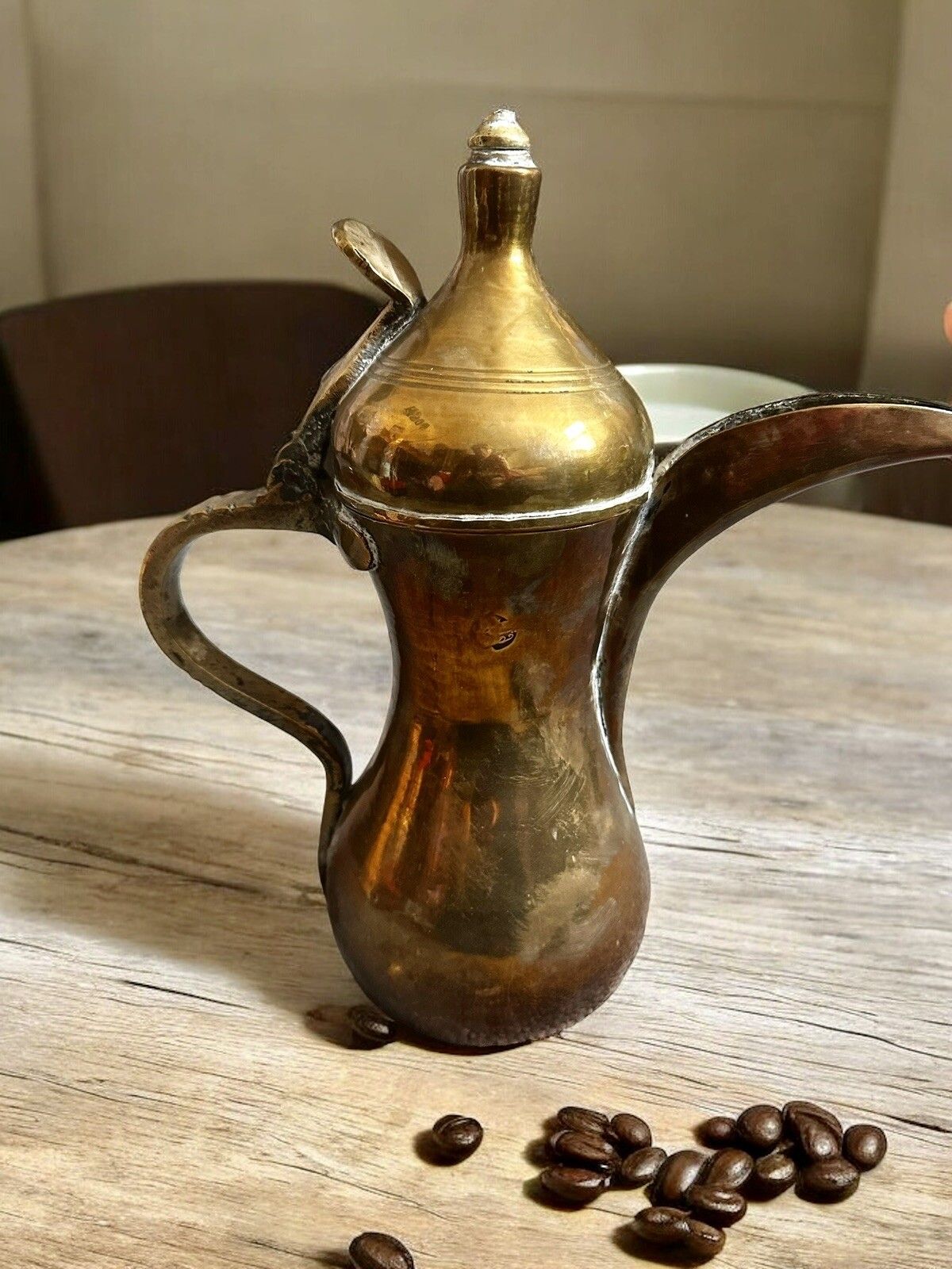 19th Century Antique Middle Eastern Dallah Arabic Brass Coffee Pot