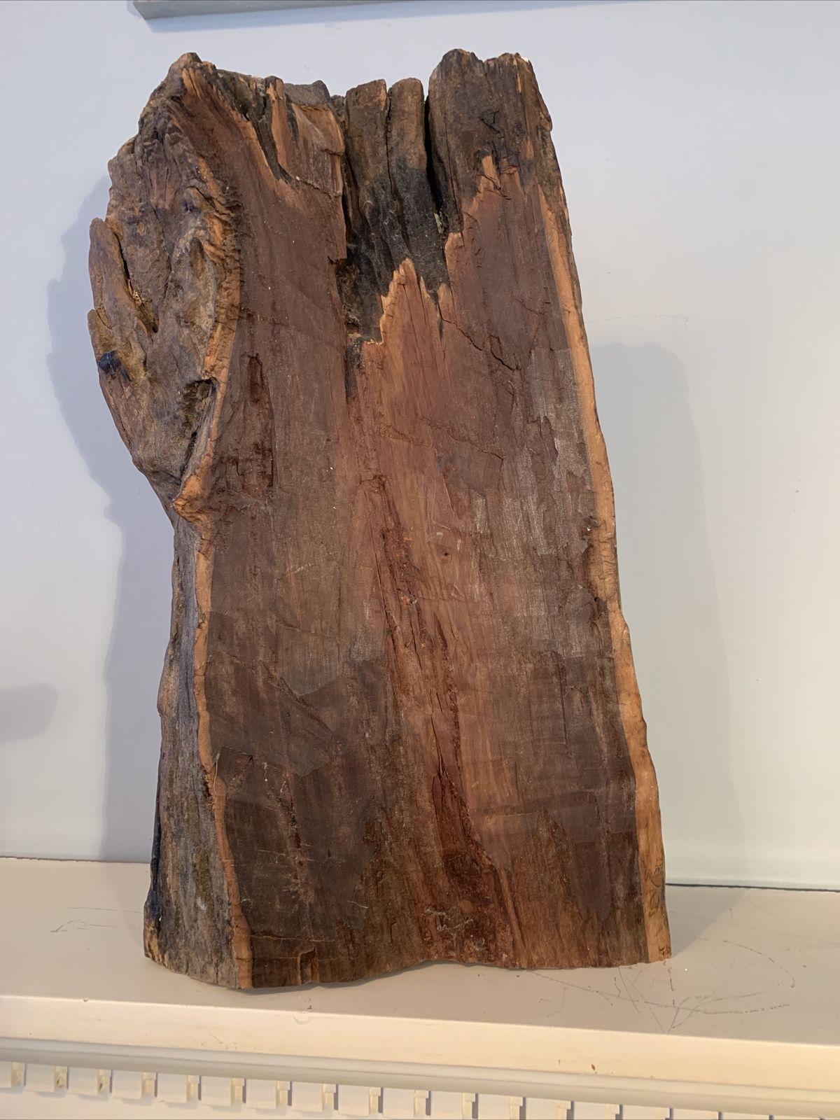 African. Authentic Antique Art Tribal Carved Face In Wooden Tree Trunk photo vintage