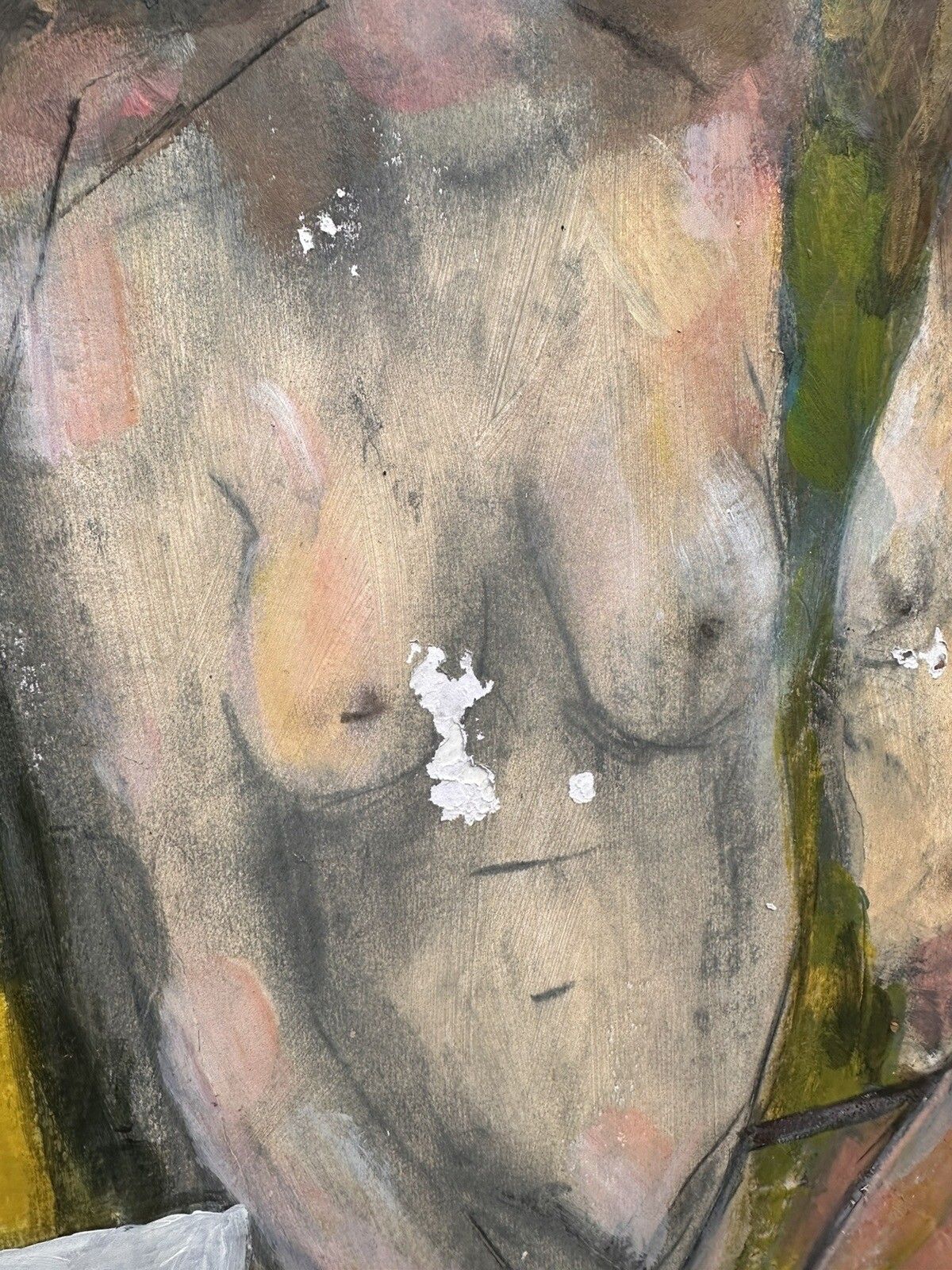 Vintage Signed Oil Painting Nude Erotica Huge 98” By 50” photo Art