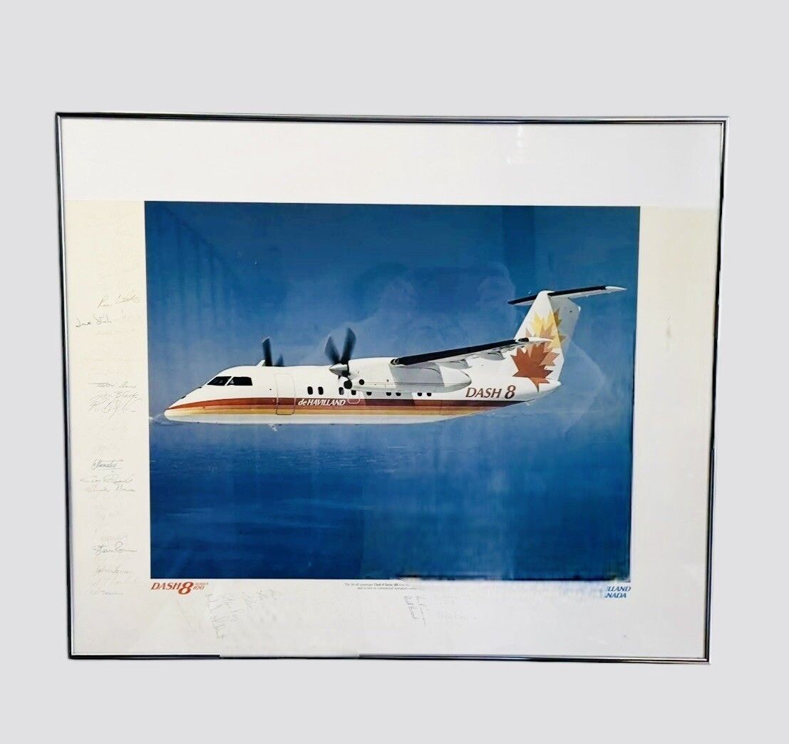 Vintage De Havilland Canada Airlines Dash 8 Series 100 Advertising Poster