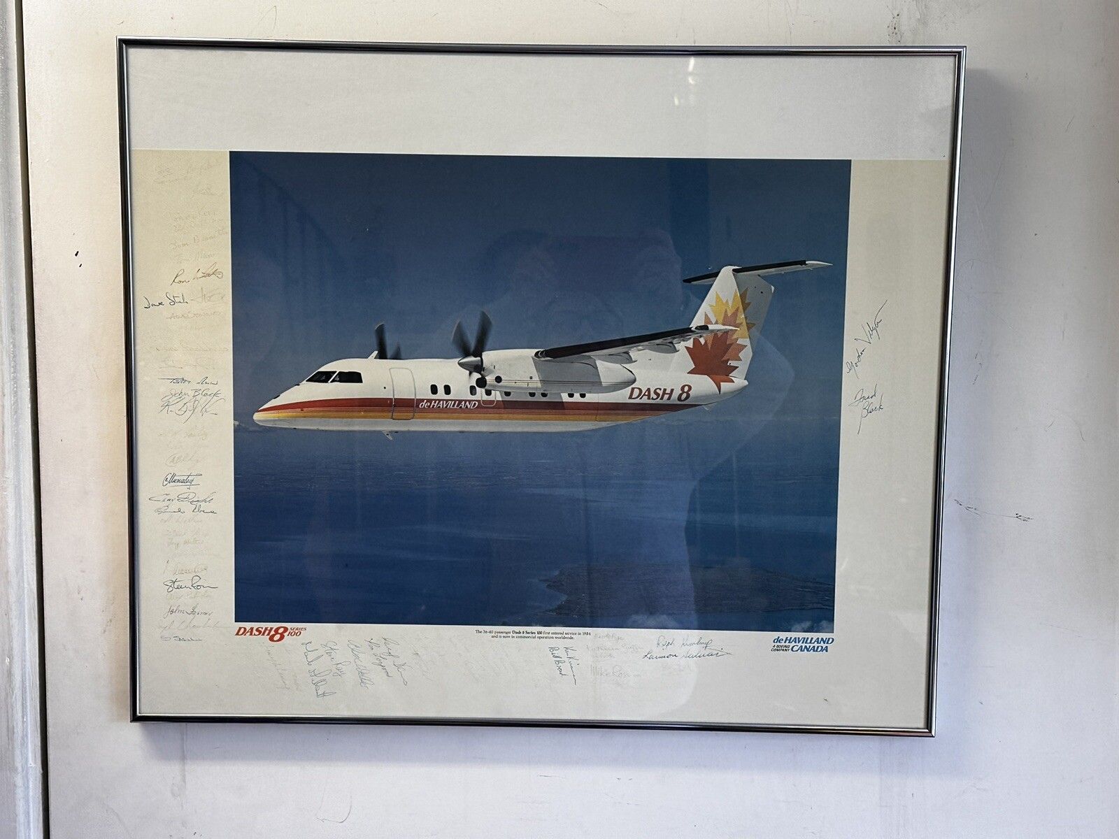 Vintage De Havilland Canada Airlines Dash 8 Series 100 Advertising Poster photo for sale