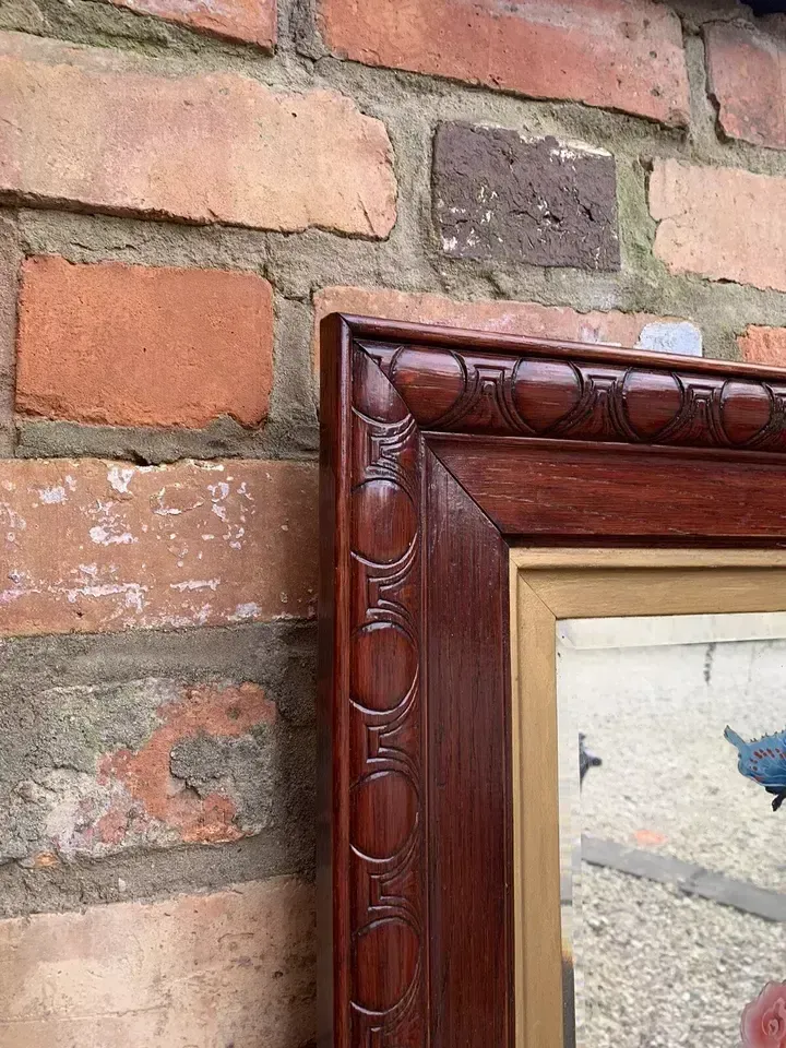 Outstanding Victorian 19th Century Hand Painted Wall Mirror Bevelled Glass ￼ photo vinterior