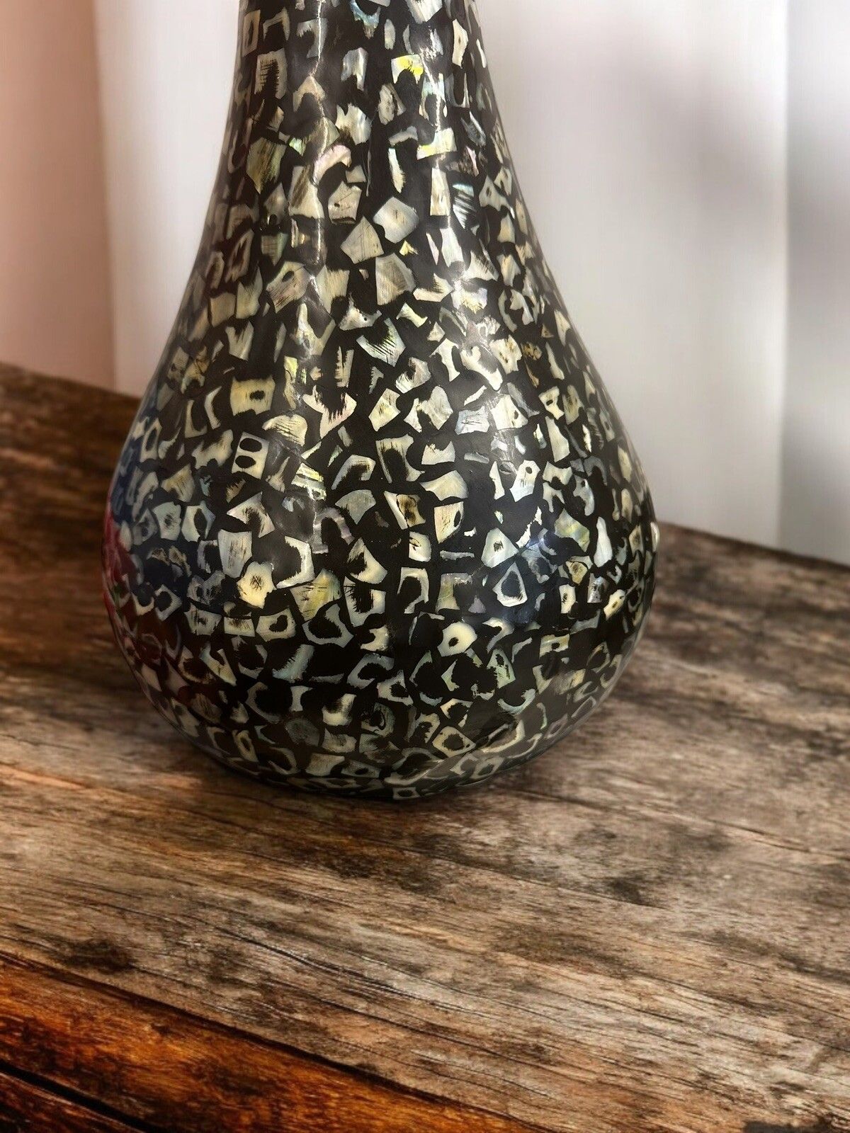Mid Century Mother Of Pearl Mosaic Hand Made Large Vase  35cm H Gorgeous photo furniture