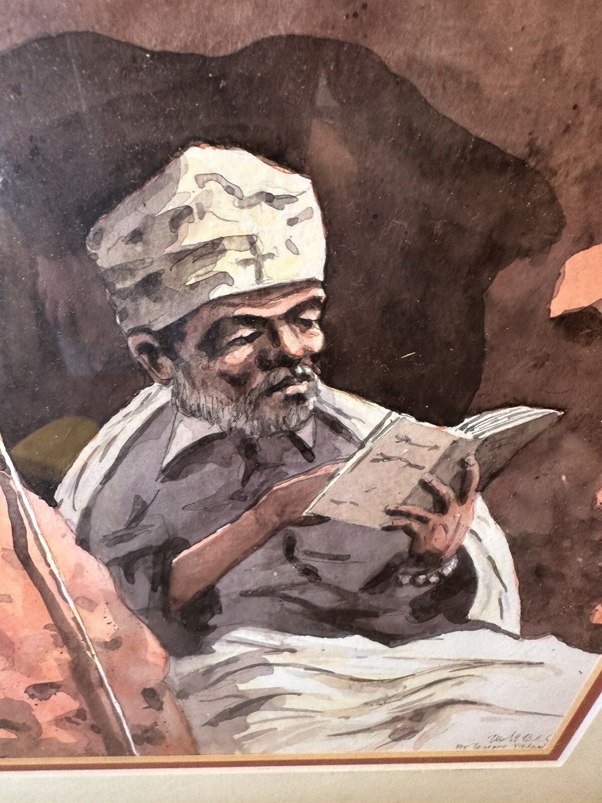 Watercolour Drawing By Tegegne Yirdaw (Contemporary). Study Of A Man In Turban photo 60.0