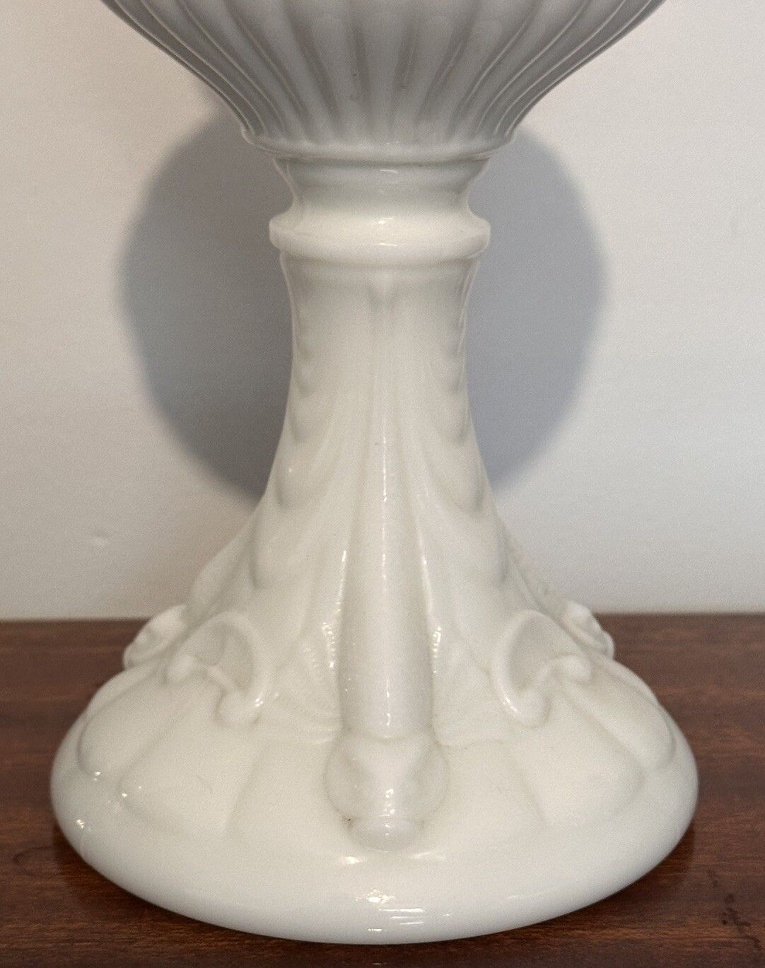 Antique 19th C French Portieux Vallerysthal White Opaline Milk Glass Oil Lamp photo for sale