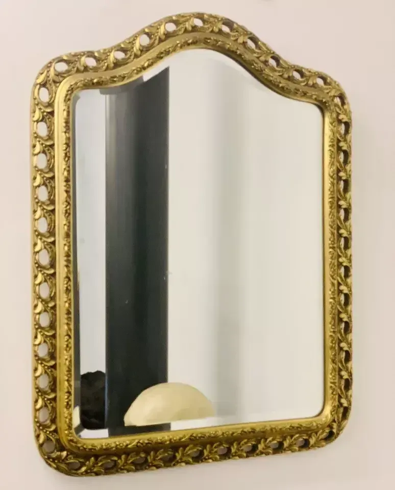 Superb Mid Century Hollywood Oval Gold Rocco Bevelled Mirror 65cm By 50cm photo furniture