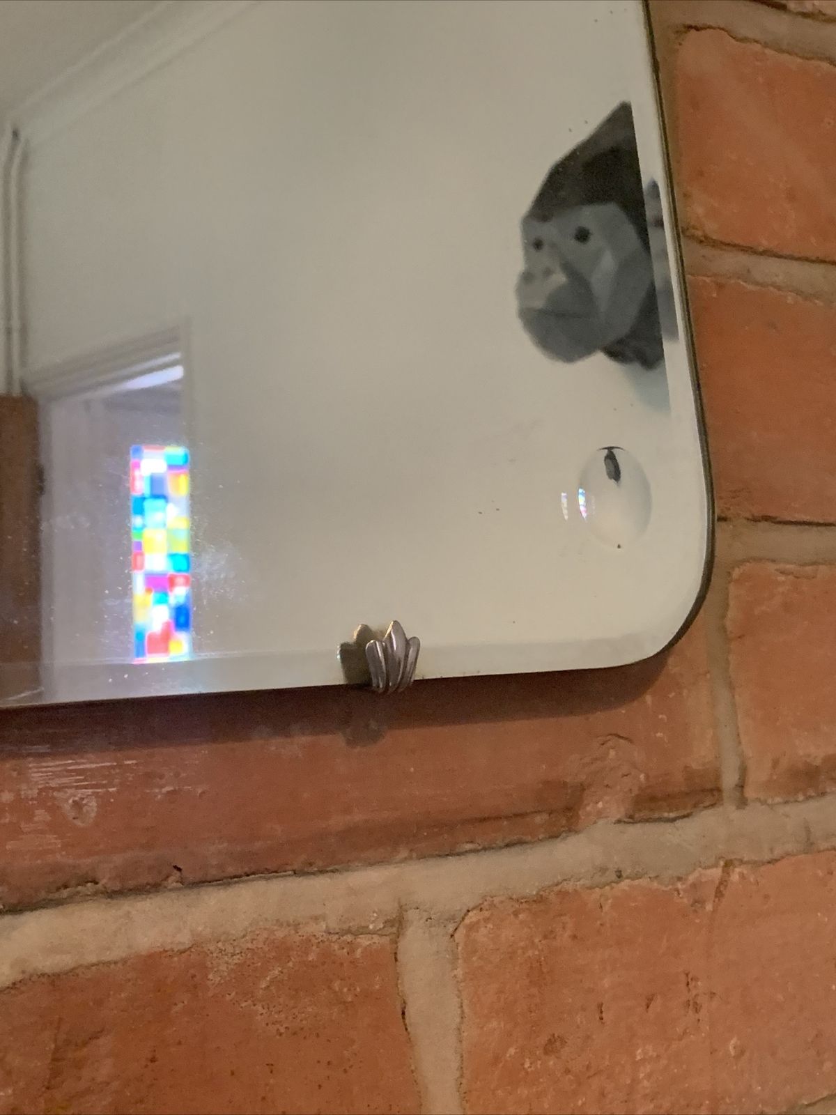Art Deco 1930s Superb Frameless Mirror Antique 60cm By 38cm Wooden / Bevelled photo vintage
