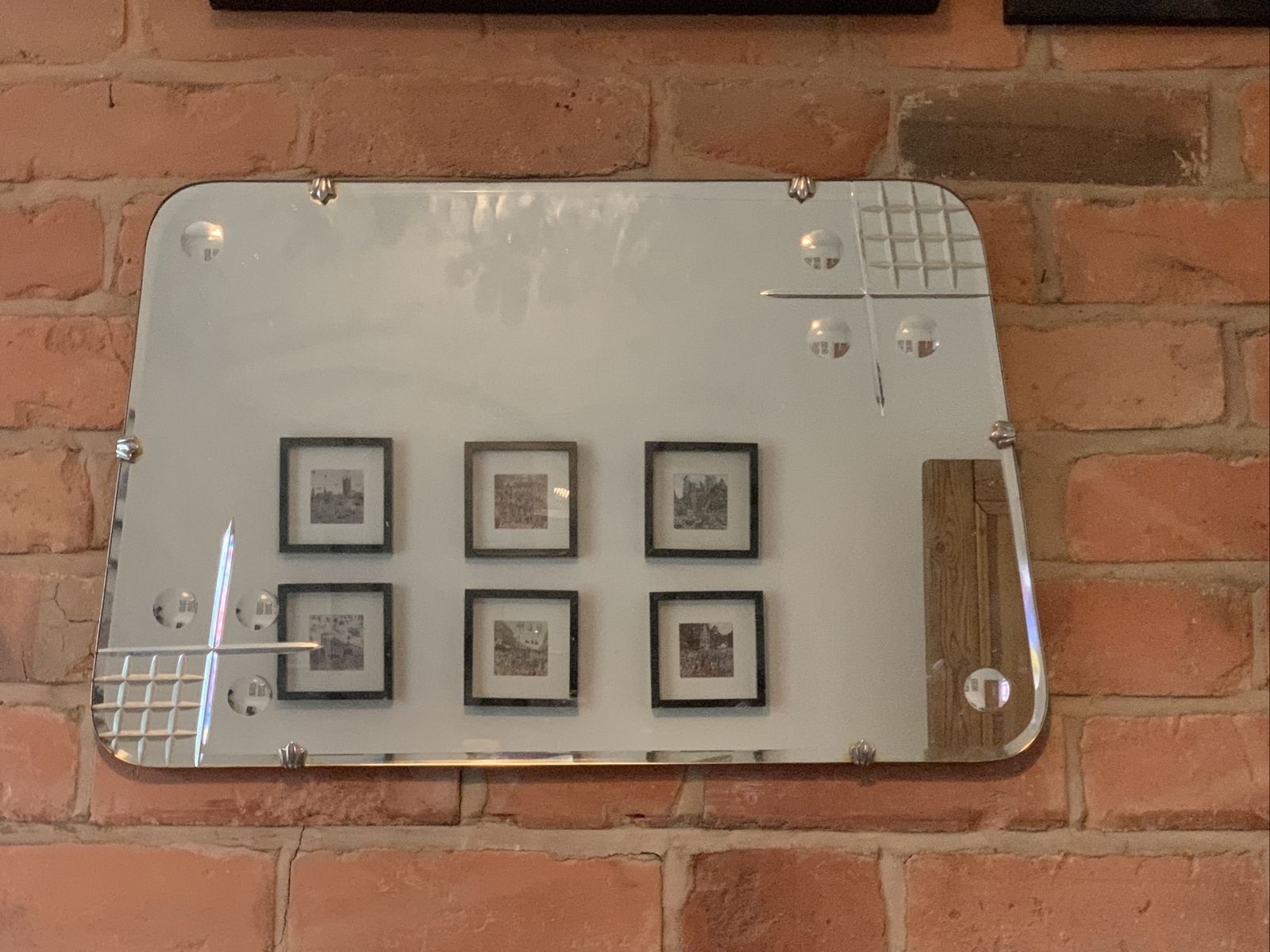photo for sale Art Deco 1930s Superb Frameless Mirror Antique 60cm By 38cm Wooden / Bevelled