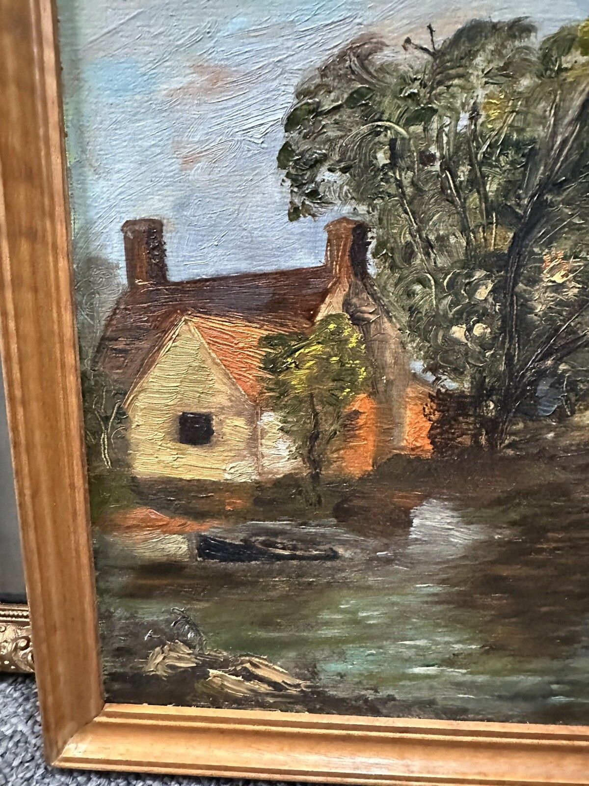 Original Oil Painting Bord L’yerre De Seine C1930’s photo 125.0