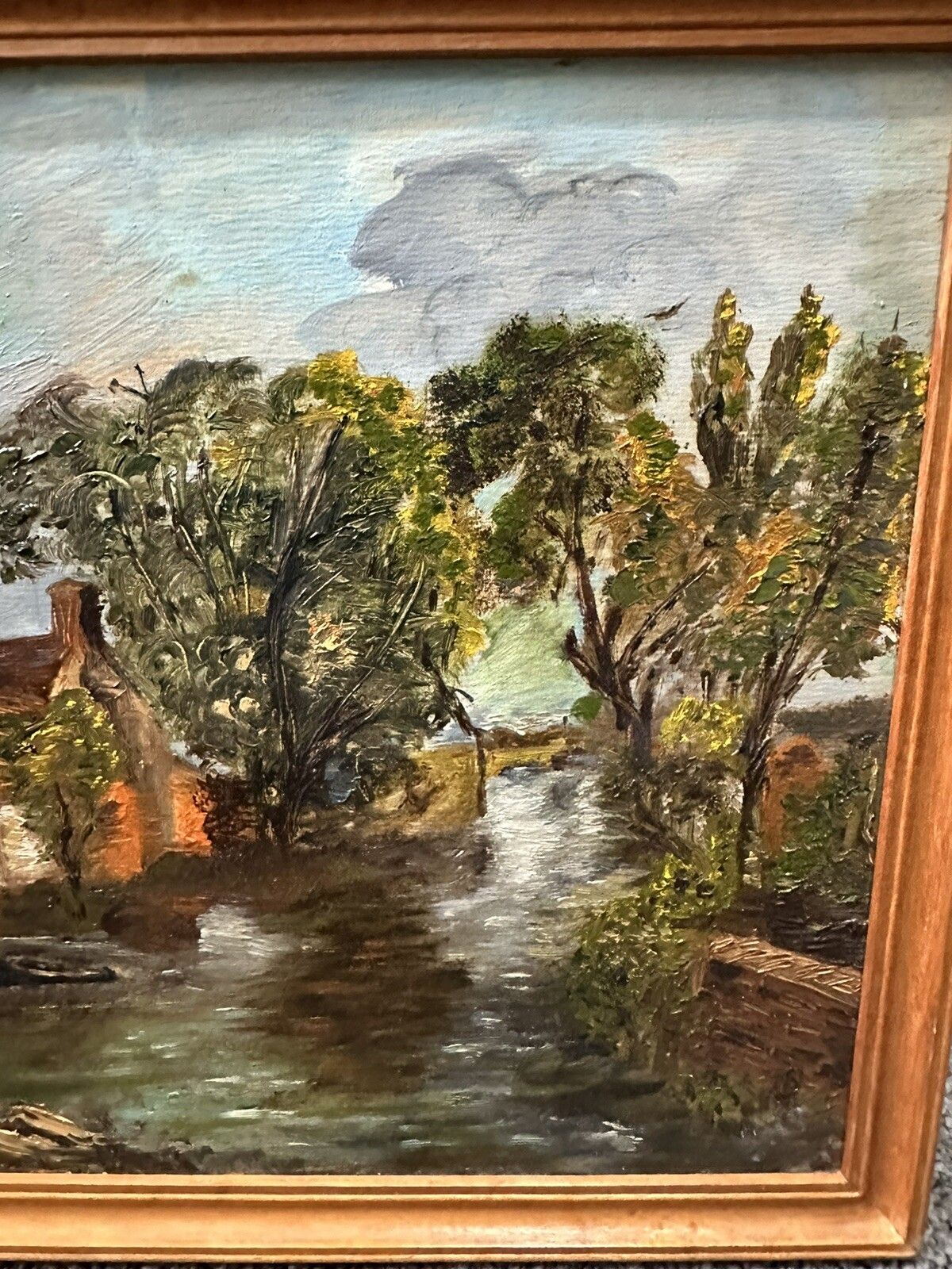 Original Oil Painting Bord L’yerre De Seine C1930’s photo vinterior