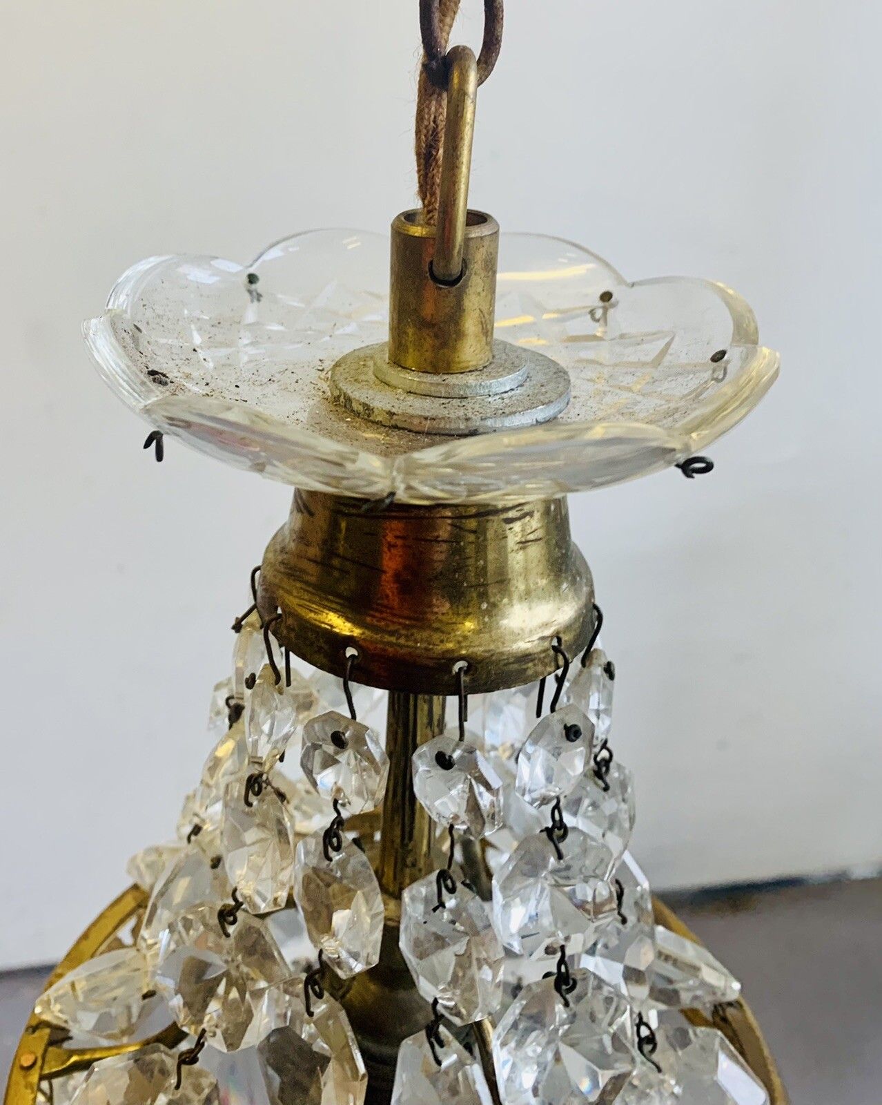 Traditional French Empire Chandelier C.1950’s  Cage Droplet Light Fitting photo for sale