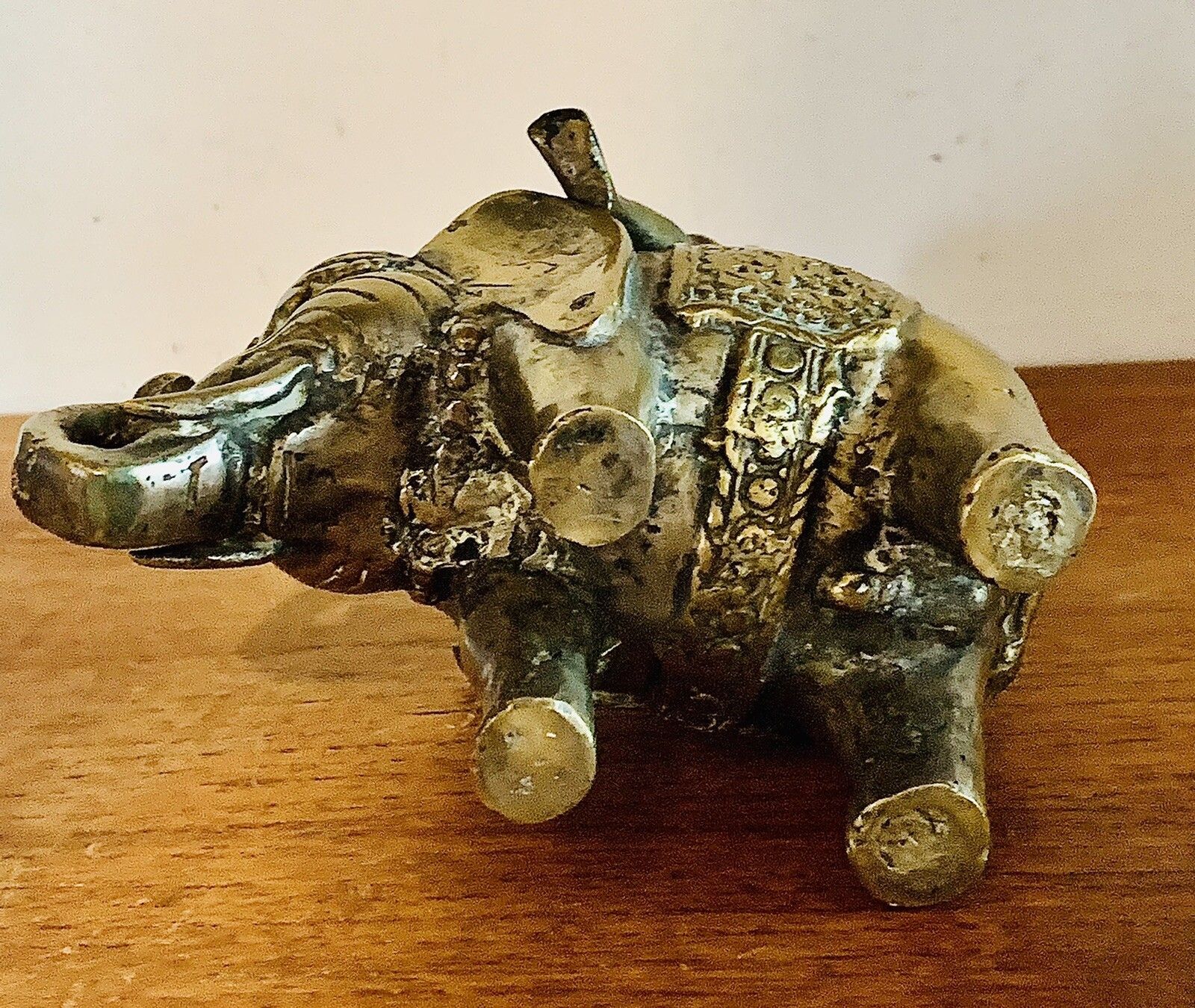 Antique Oriental Chinese Heavy Brass Bronze Shepherd Boy Riding Elephant Statue photo buy