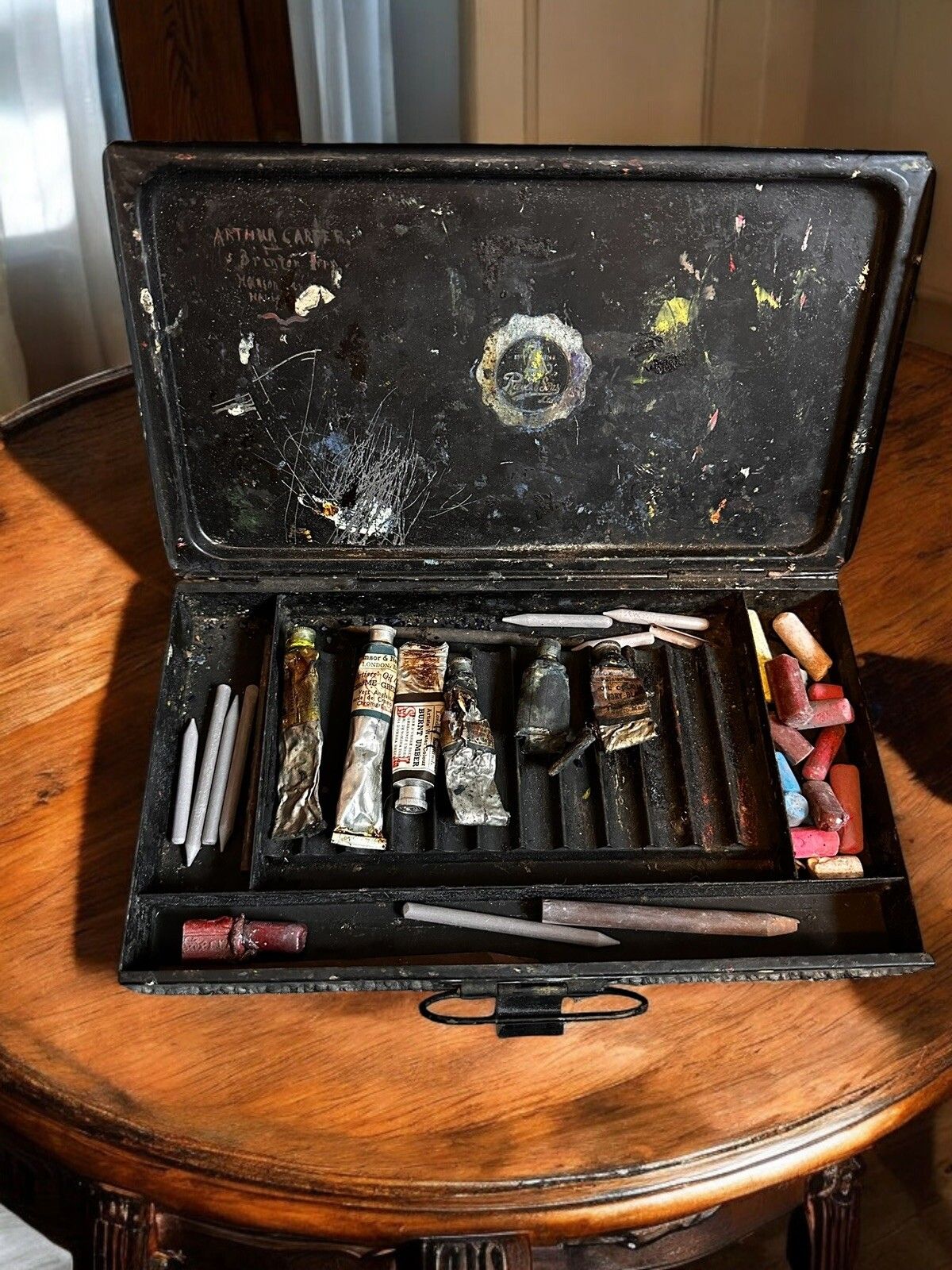 Antique Metal Japanned Reeves And Sons London Paint Artist Travel Box