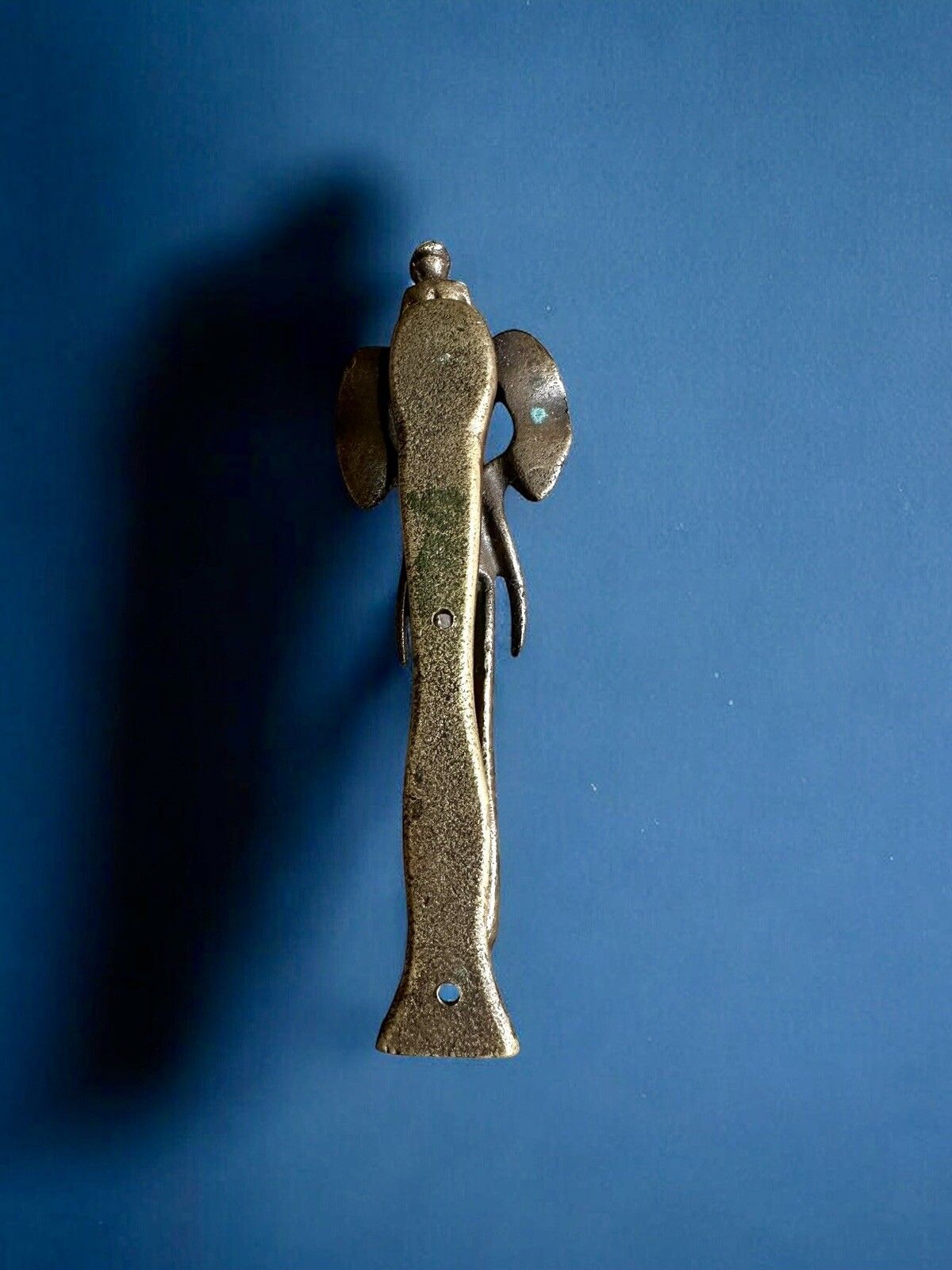 Antique C1920’s African Heavy Brass Elephant Door Knocker photo for sale
