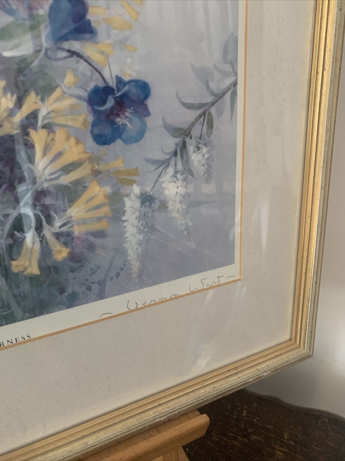 Vintage Framed Glazed Still Life Botanical Large Print Signed By Artist 56x44cm photo Art