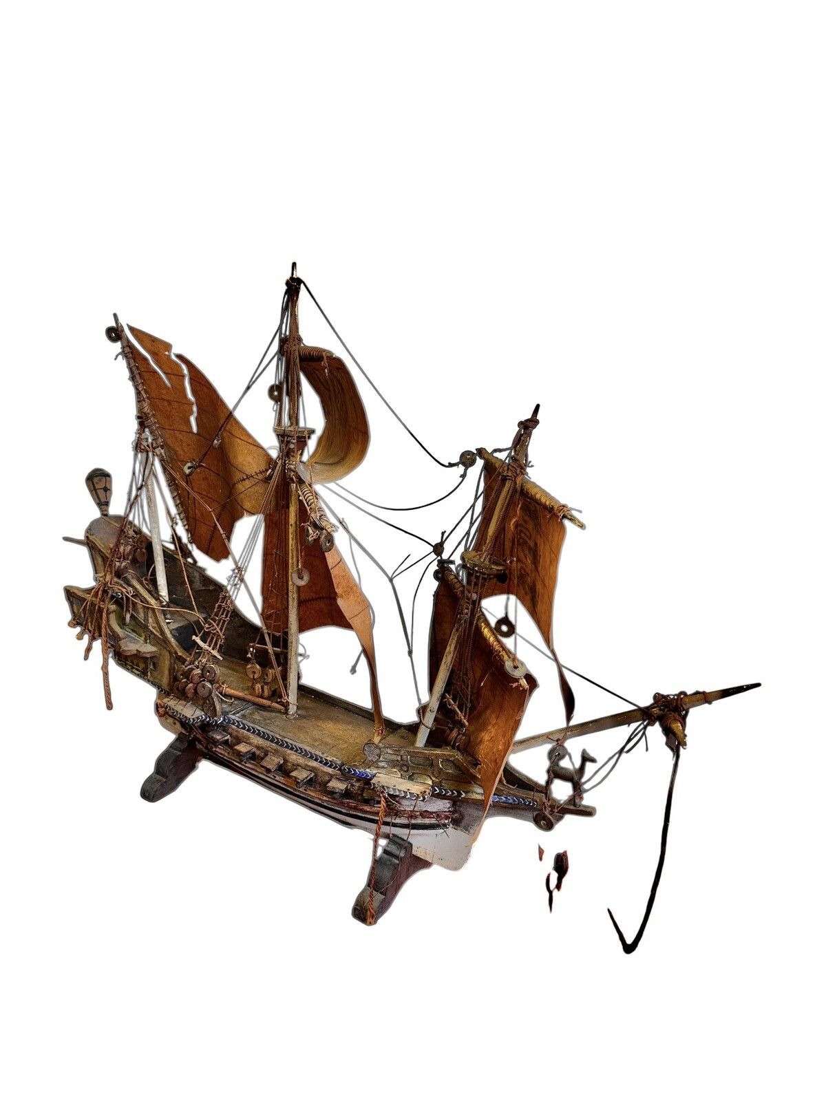 165.0 Galleon Antique Wooden Model Nautical Scratch Built Fantastic photo