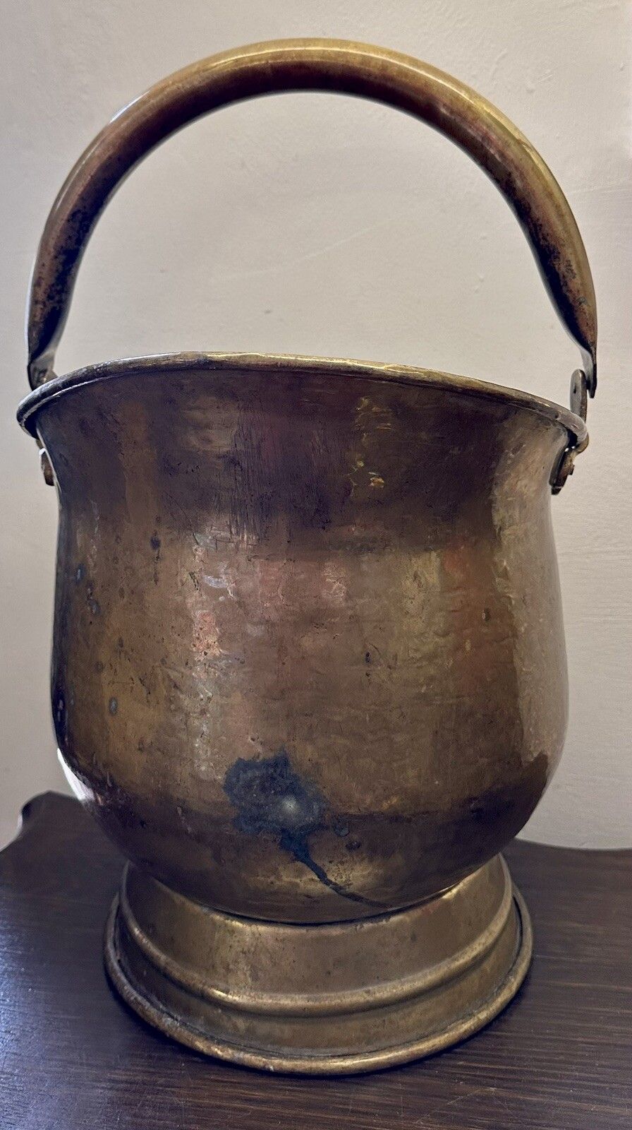 Antique Large Brass Helmet Coal Scuttle Country House Planter / Log / Coal photo 80.0