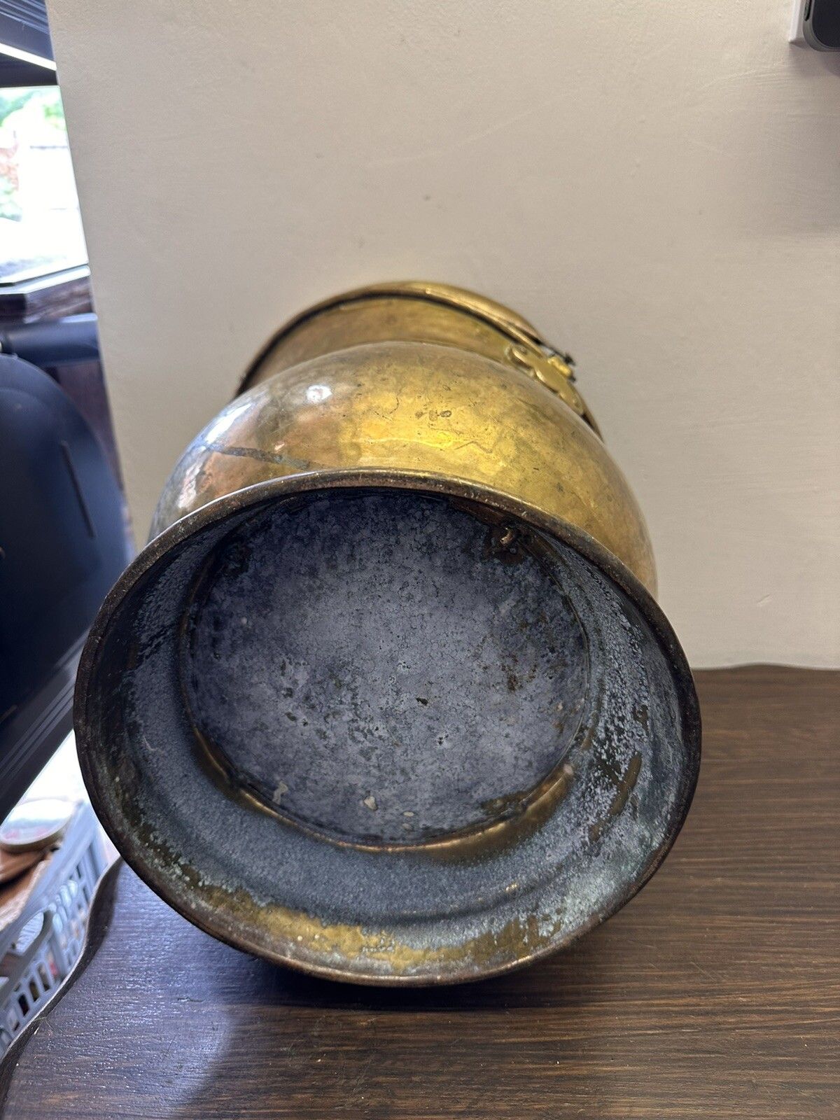 Antique Large Brass Helmet Coal Scuttle Country House Planter / Log / Coal photo buy