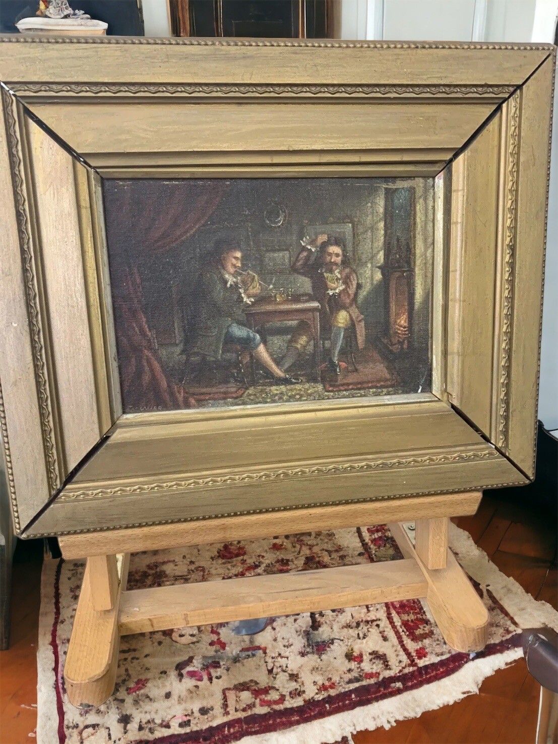 Early Original Oil On Canvas By  French Artist B Jacquier.