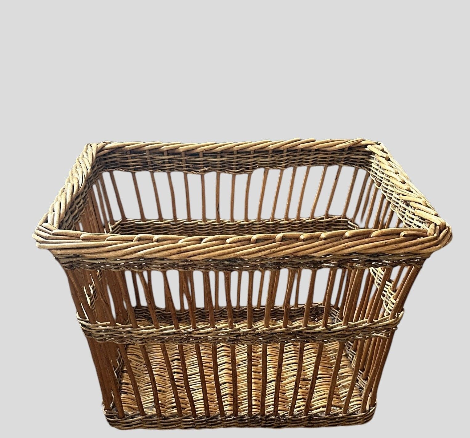 Vintage Quality Large Rattan Wicker Log Basket 66cm By 48cm photo furniture