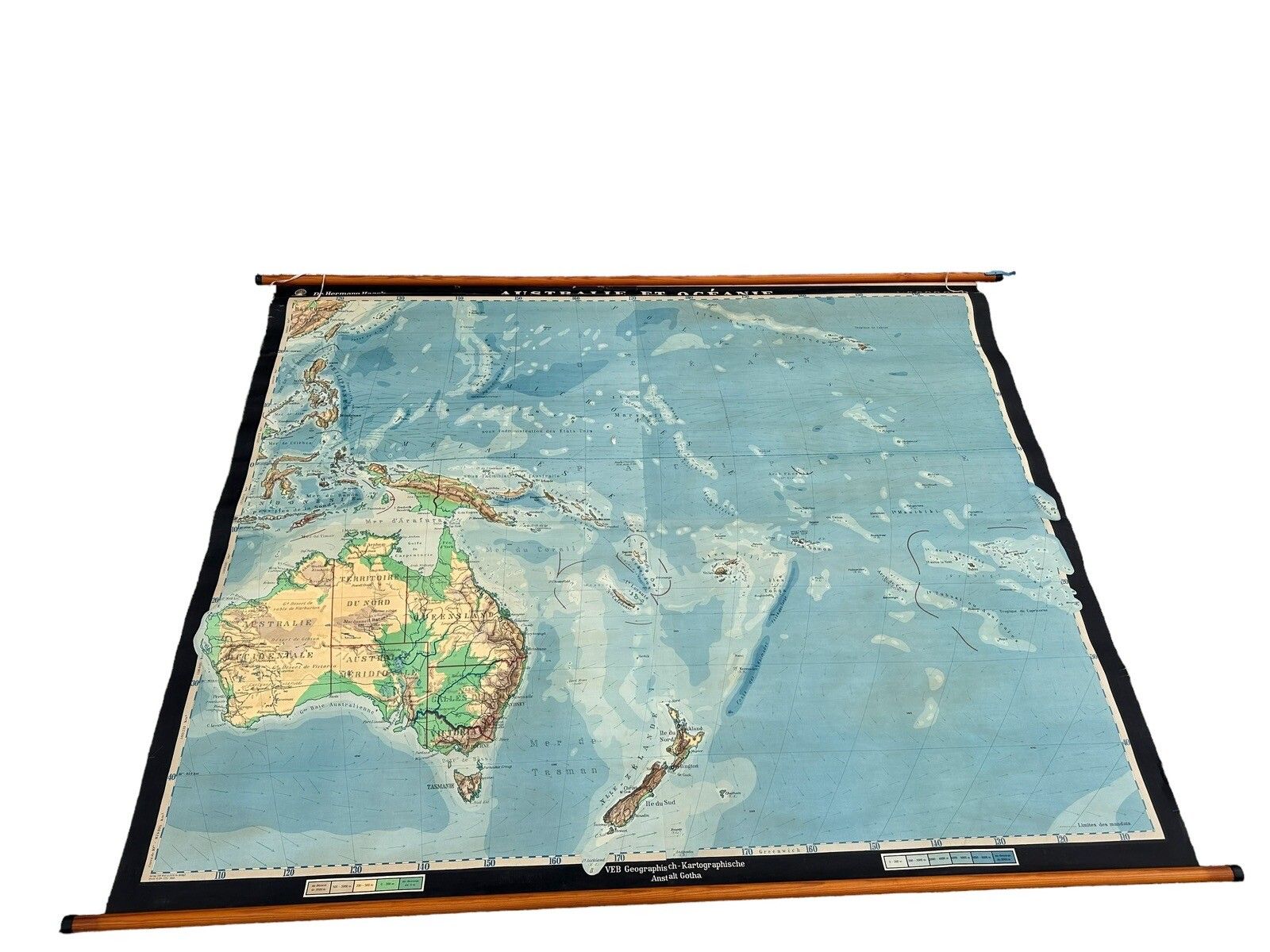 Mid Century Huge Wall Map Australia 215cm By 165cm By DR Hermann Haack photo furniture