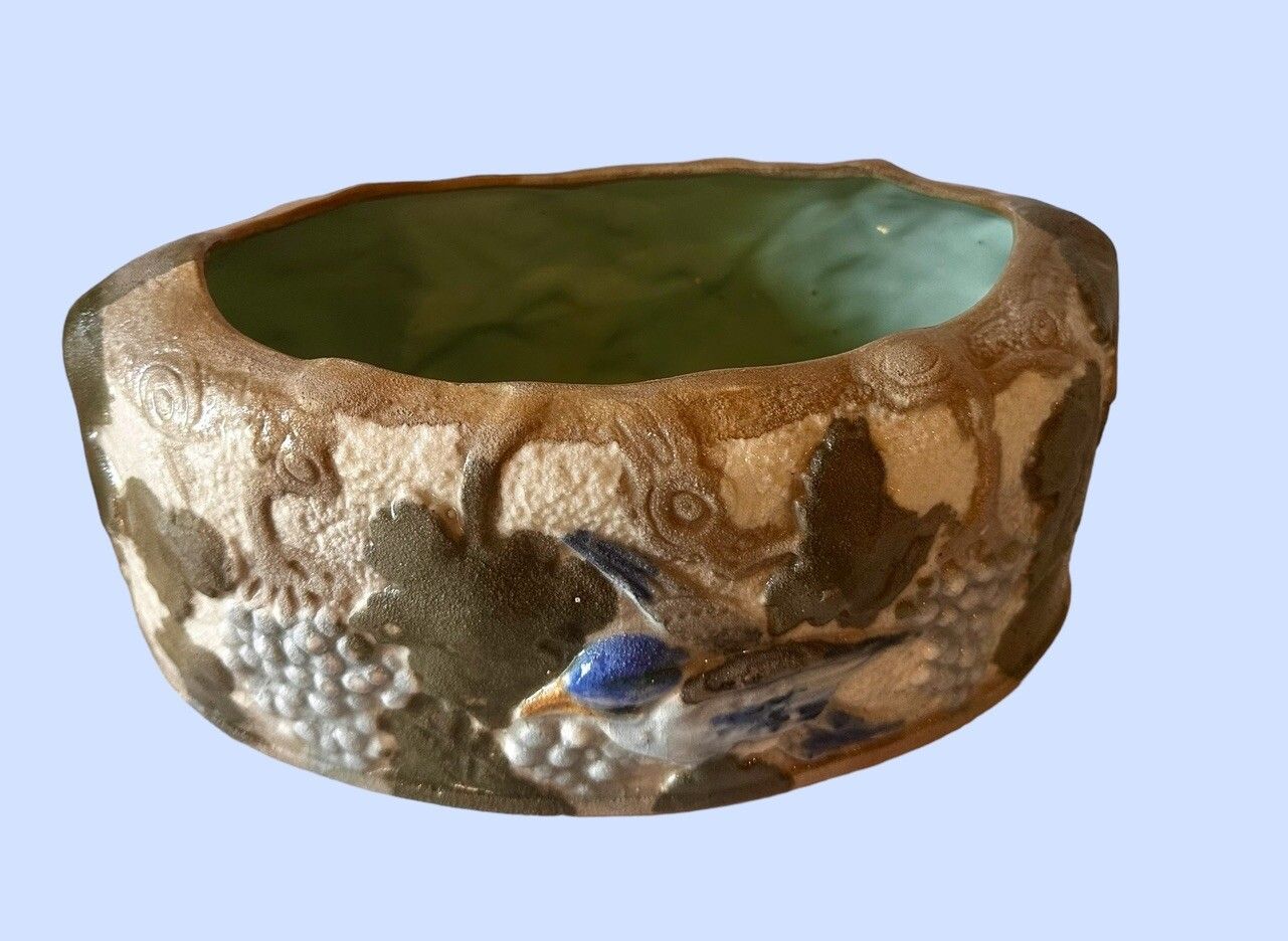 Mid Century Large British Made Glazed Hand Painted Pottery Planter Love Birds photo Home Decor