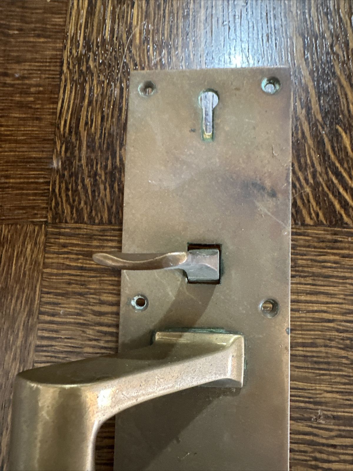 Antique Door Handle With Thumb Latch  Heavy Bronze Brass photo for sale