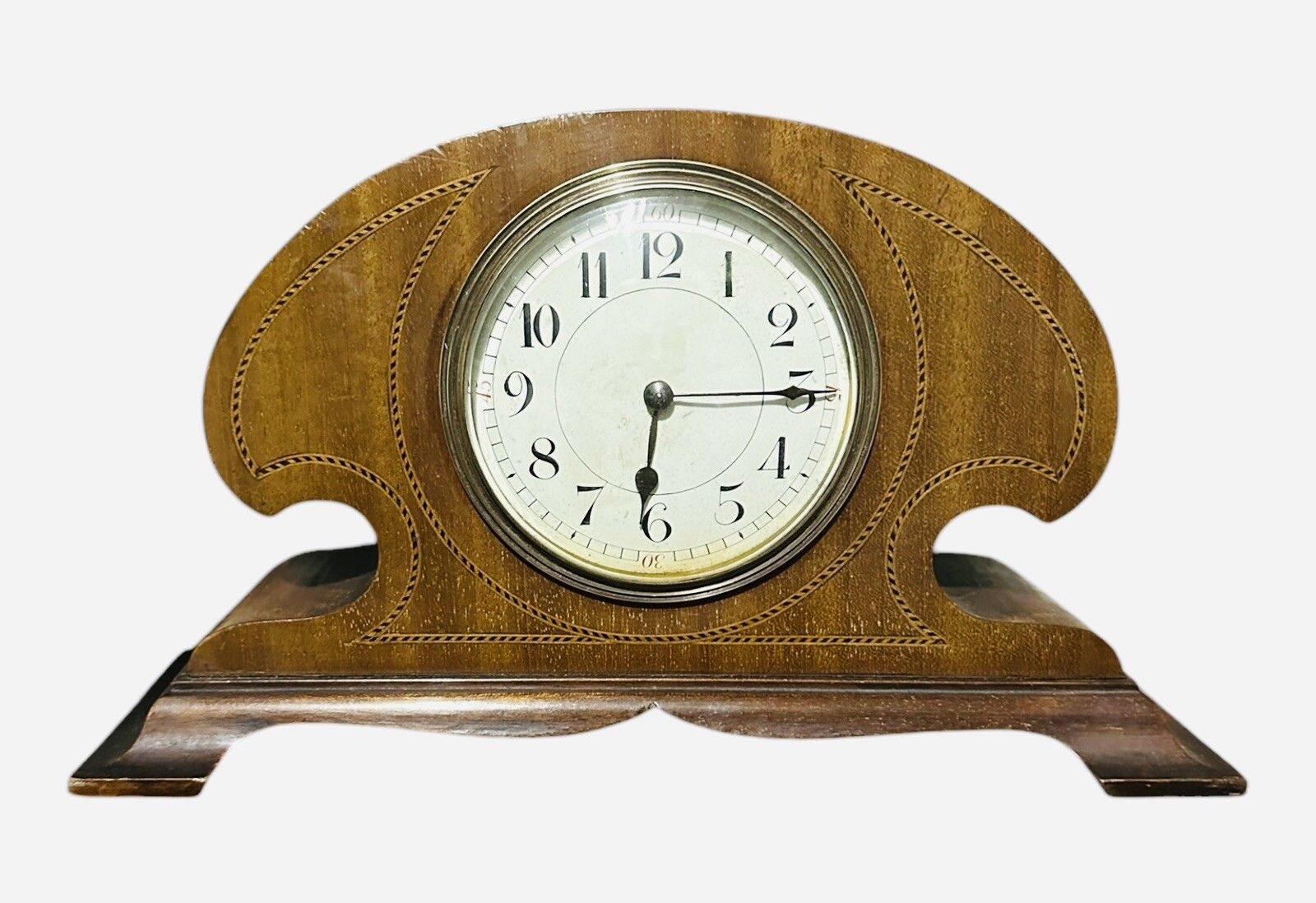 Antique Elegant Edwardian Art Nouveau Inlaid Mantel Clock By Richard & Co C1890