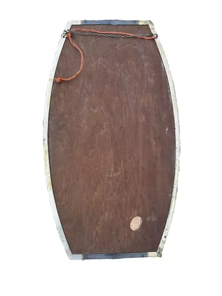 Original Art Deco Metal Framed Bevelled Chain Mirror   Gorgeous 85.5cm By 48cm photo vinterior