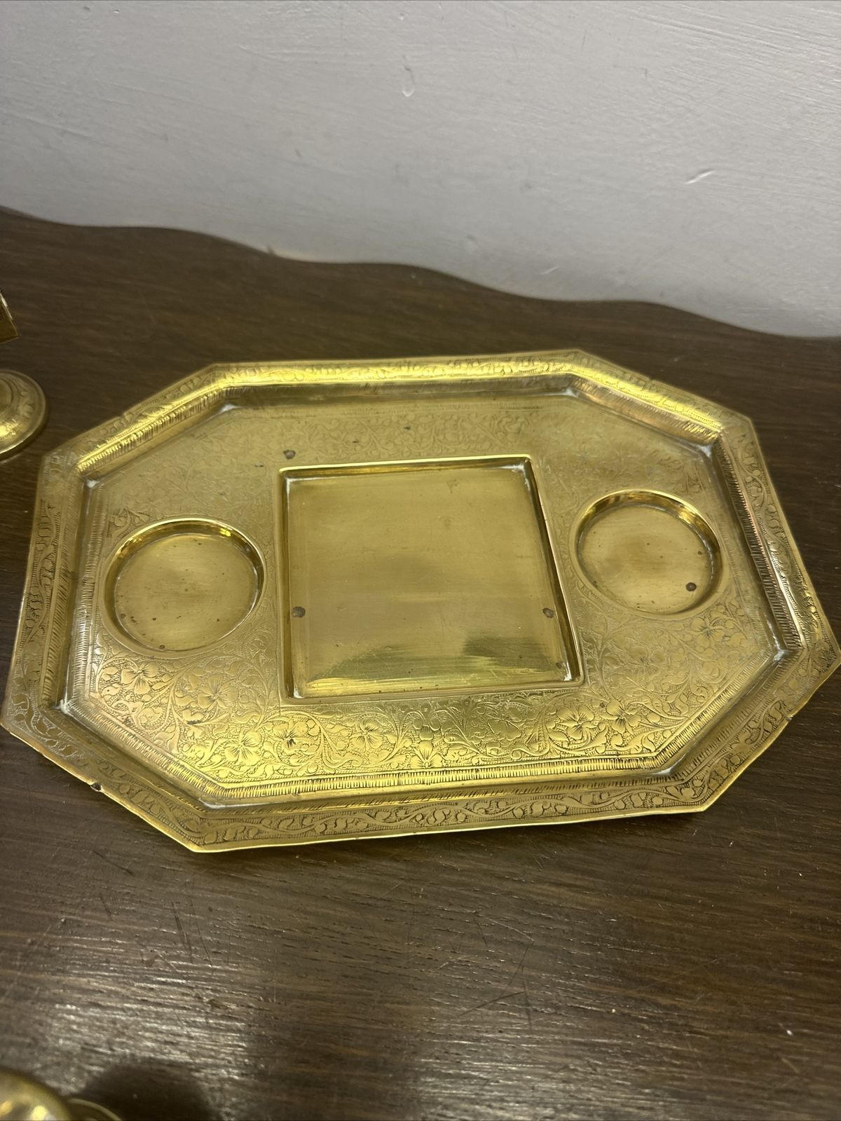 Antique 19th Brass Highly Decorative Anglo Indian Desk Stand Prof Polished photo Home Decor