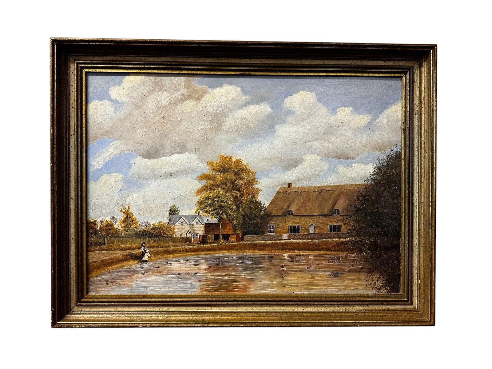 20th Century Original Signed Oil Painting  Country Scene / Duck Pond R Wademan