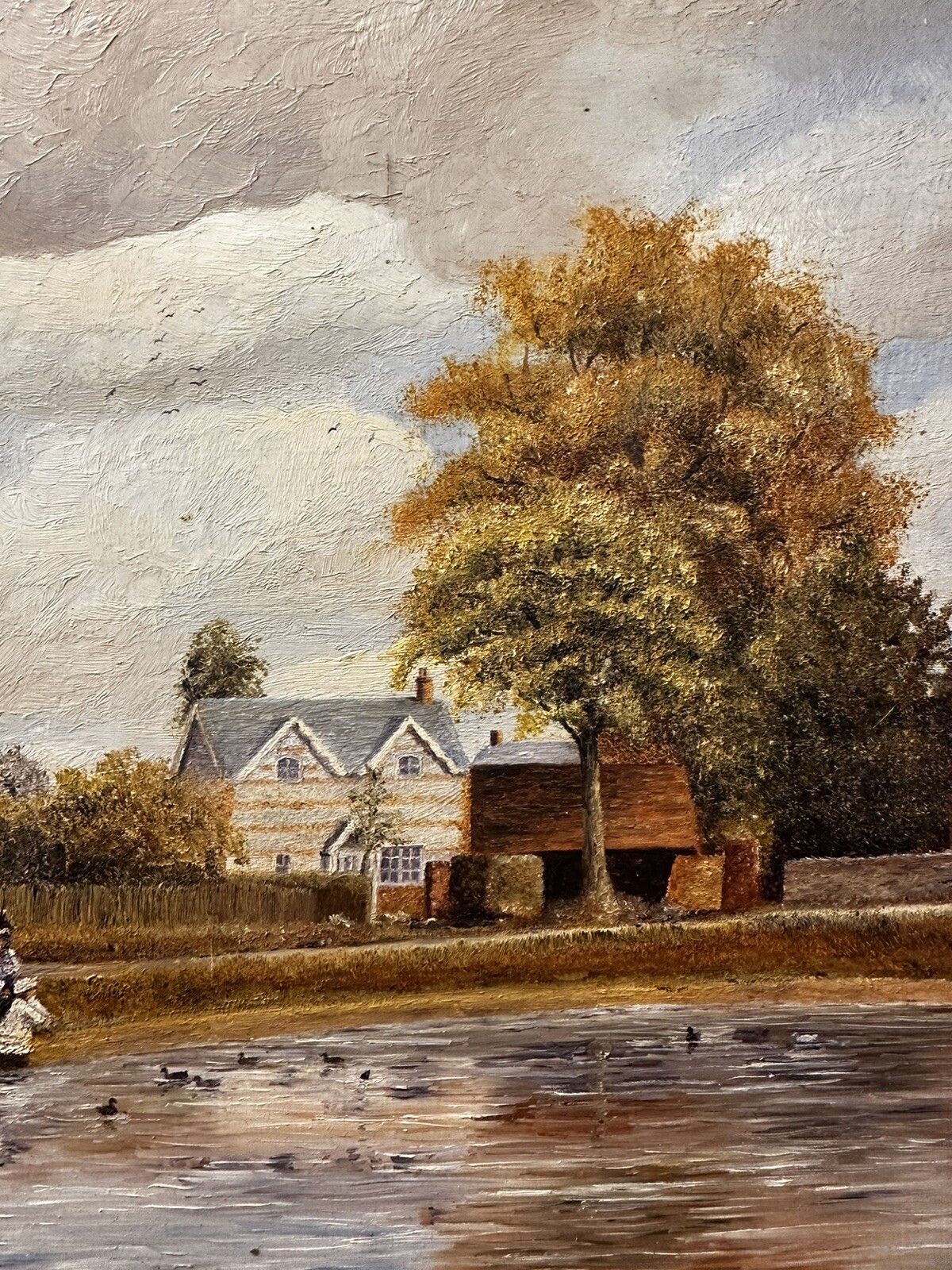 20th Century Original Signed Oil Painting  Country Scene / Duck Pond R Wademan photo 125.0