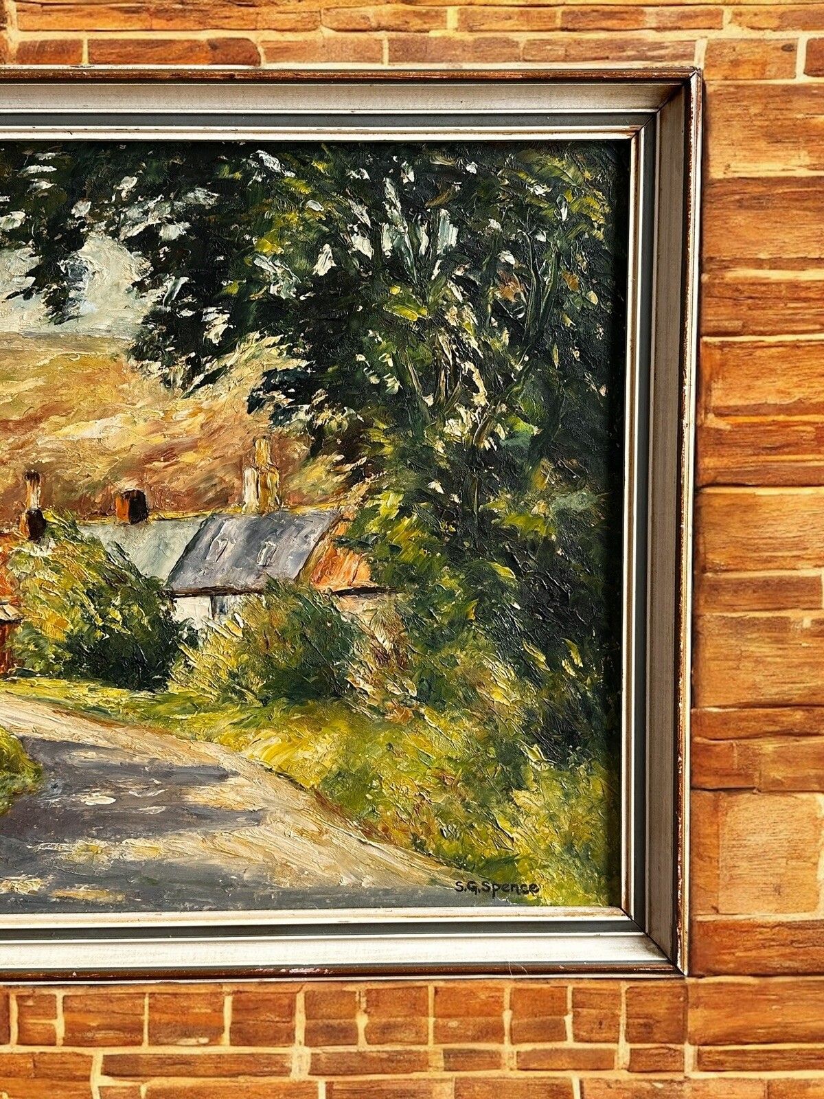Fine Midcentury Signed Oil Painting Countryside Landscape Scene 22” X 18” photo Art