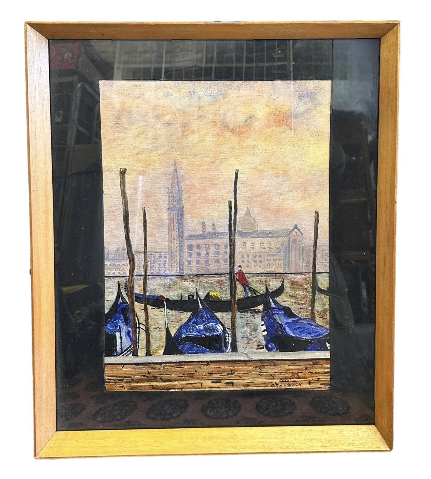 Vintage Framed And Glazed Painting Signed Venice, Italy 64cm By 54cm