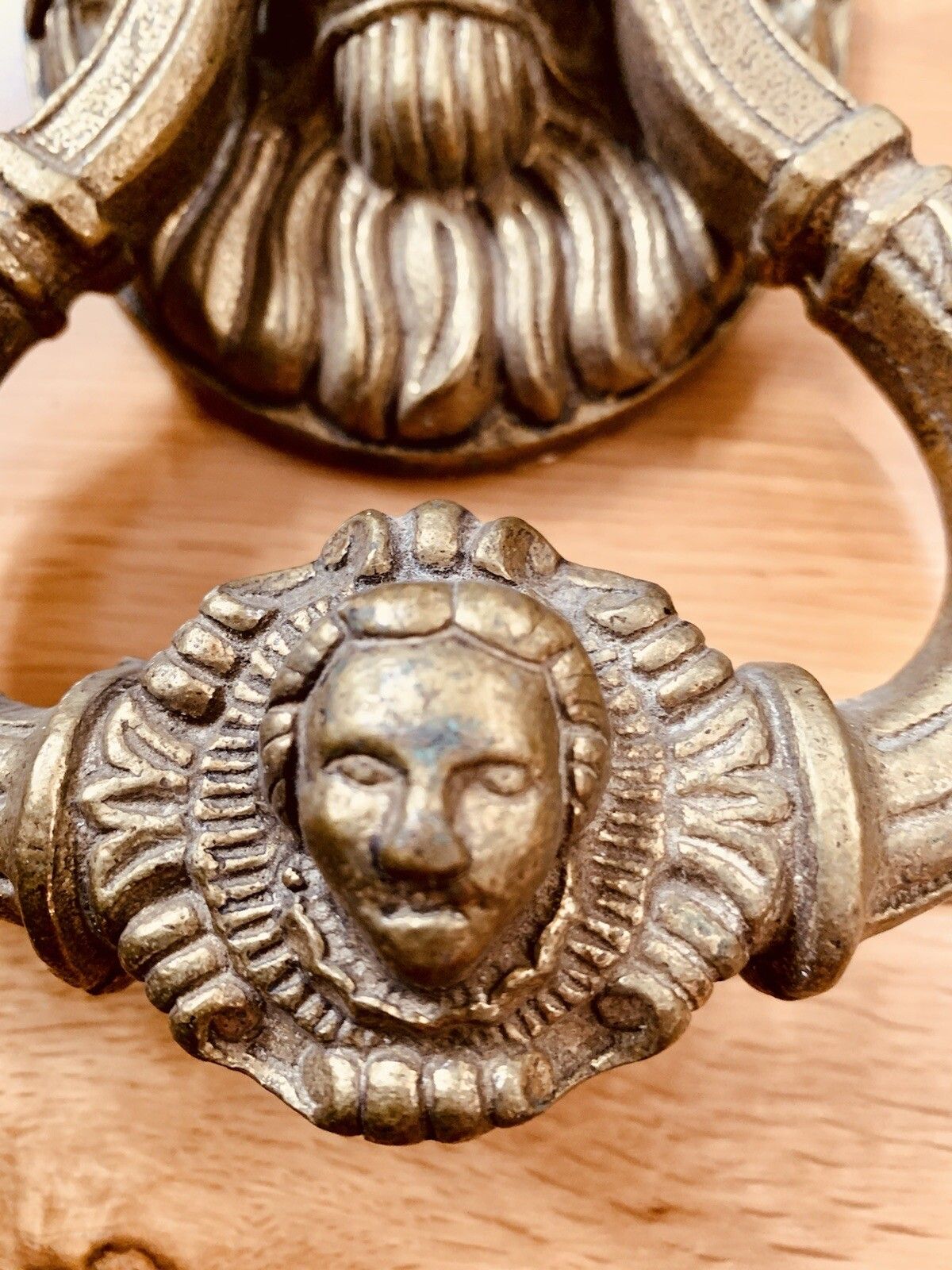 Antique Lion Head Large Beautiful Edwardian Solid Heavy Brass Front Door Knocker photo furniture